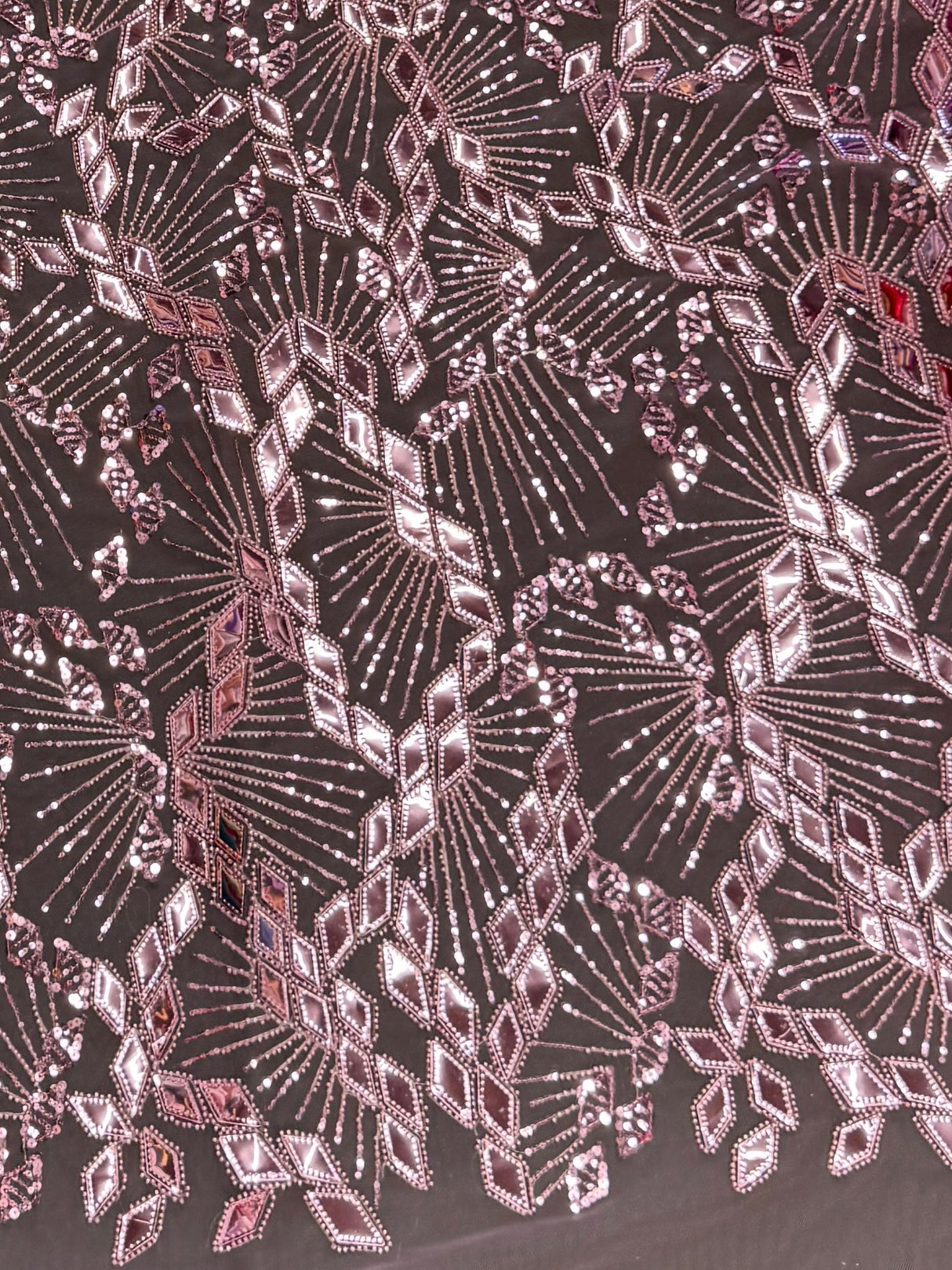 Rose Pink Art Deco Mirror Sequin Lace