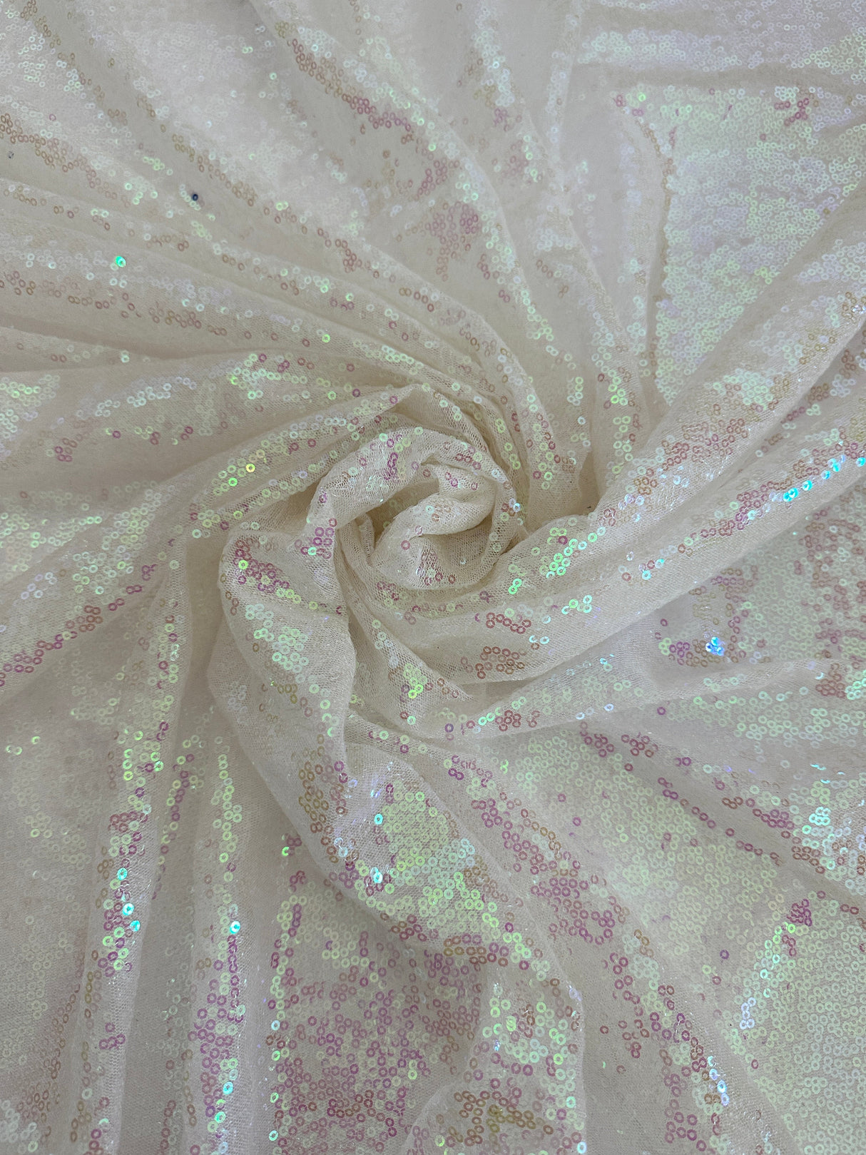 Stretch Sequin on Mesh White
