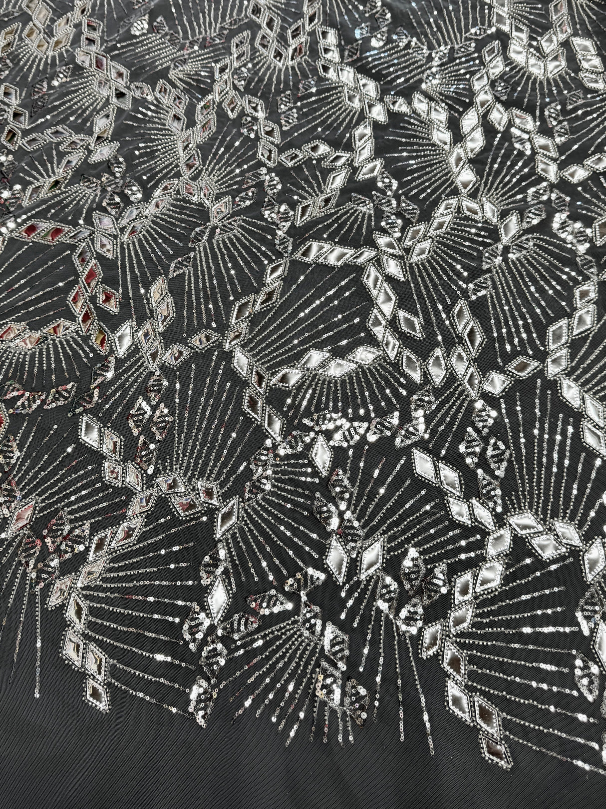 Silver Art Deco Mirror Sequin Lace