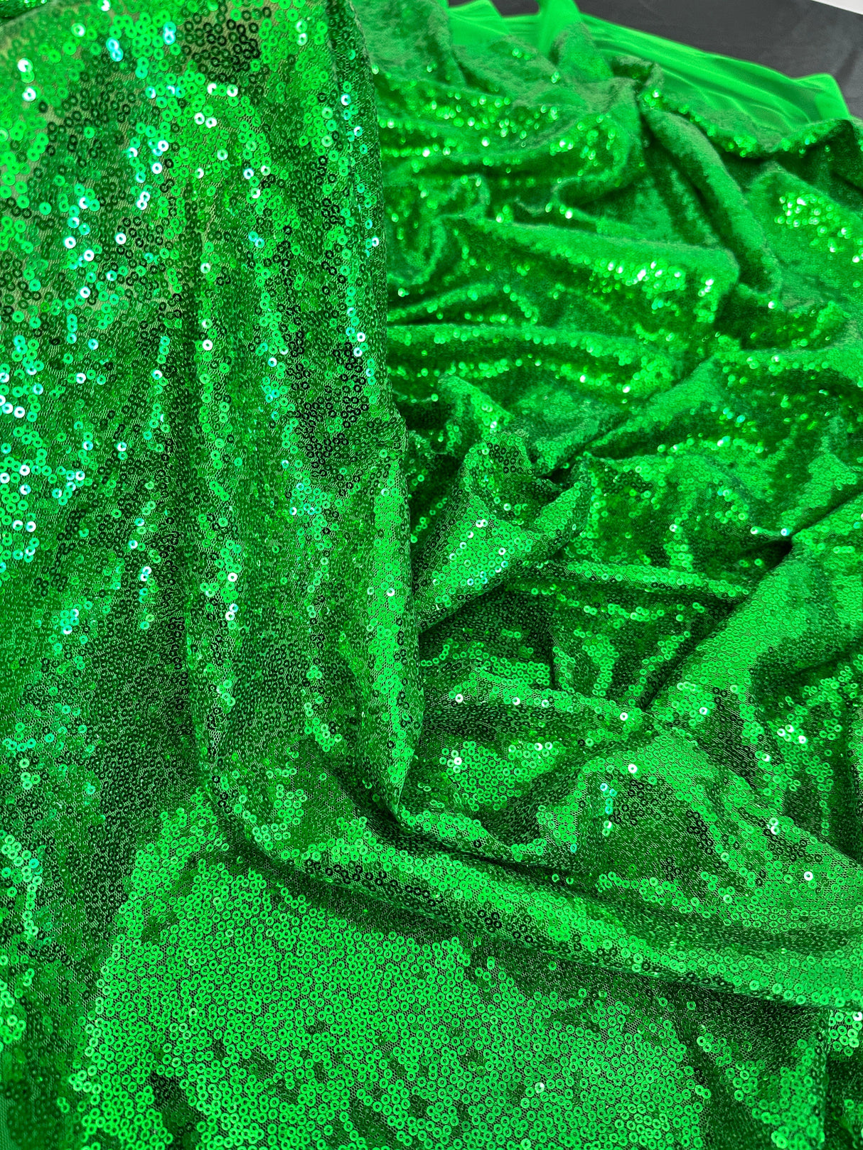 Stretch Sequin Mesh Bright Green