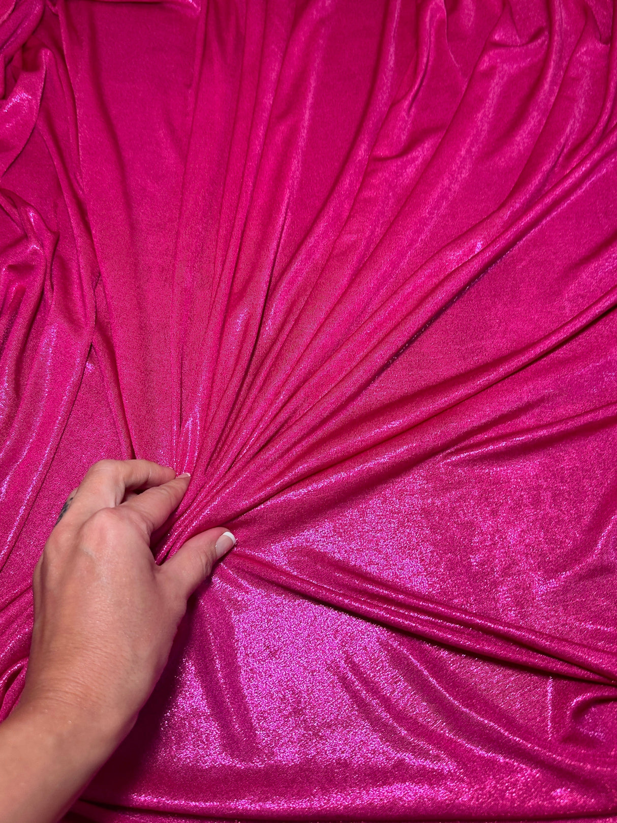 Shiny Foiled Jersey Knit Hot Pink
