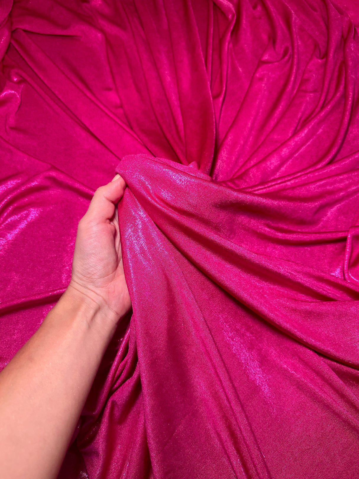 Shiny Foiled Jersey Knit Hot Pink