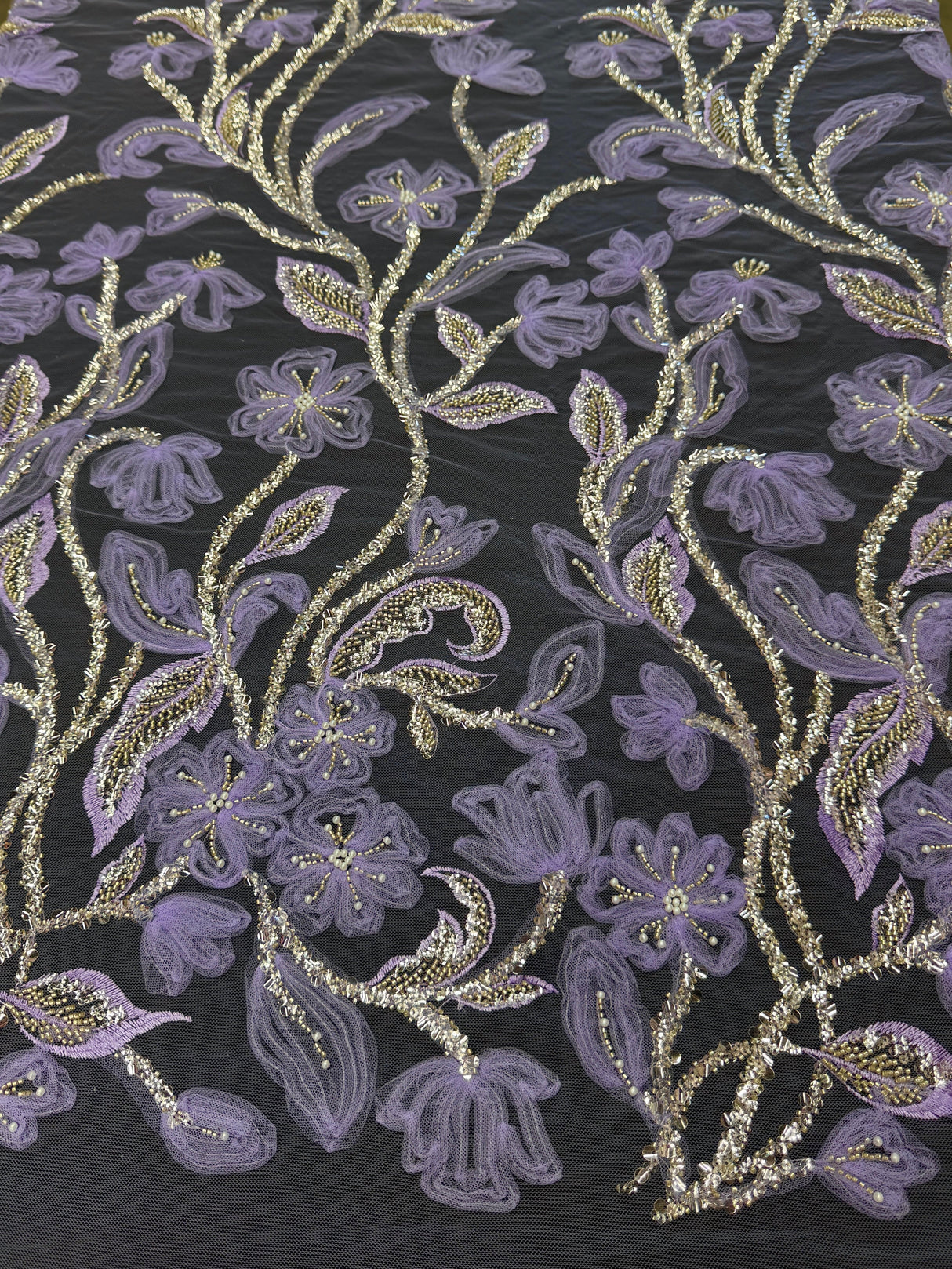 3D Floral Beaded Lace Mesh