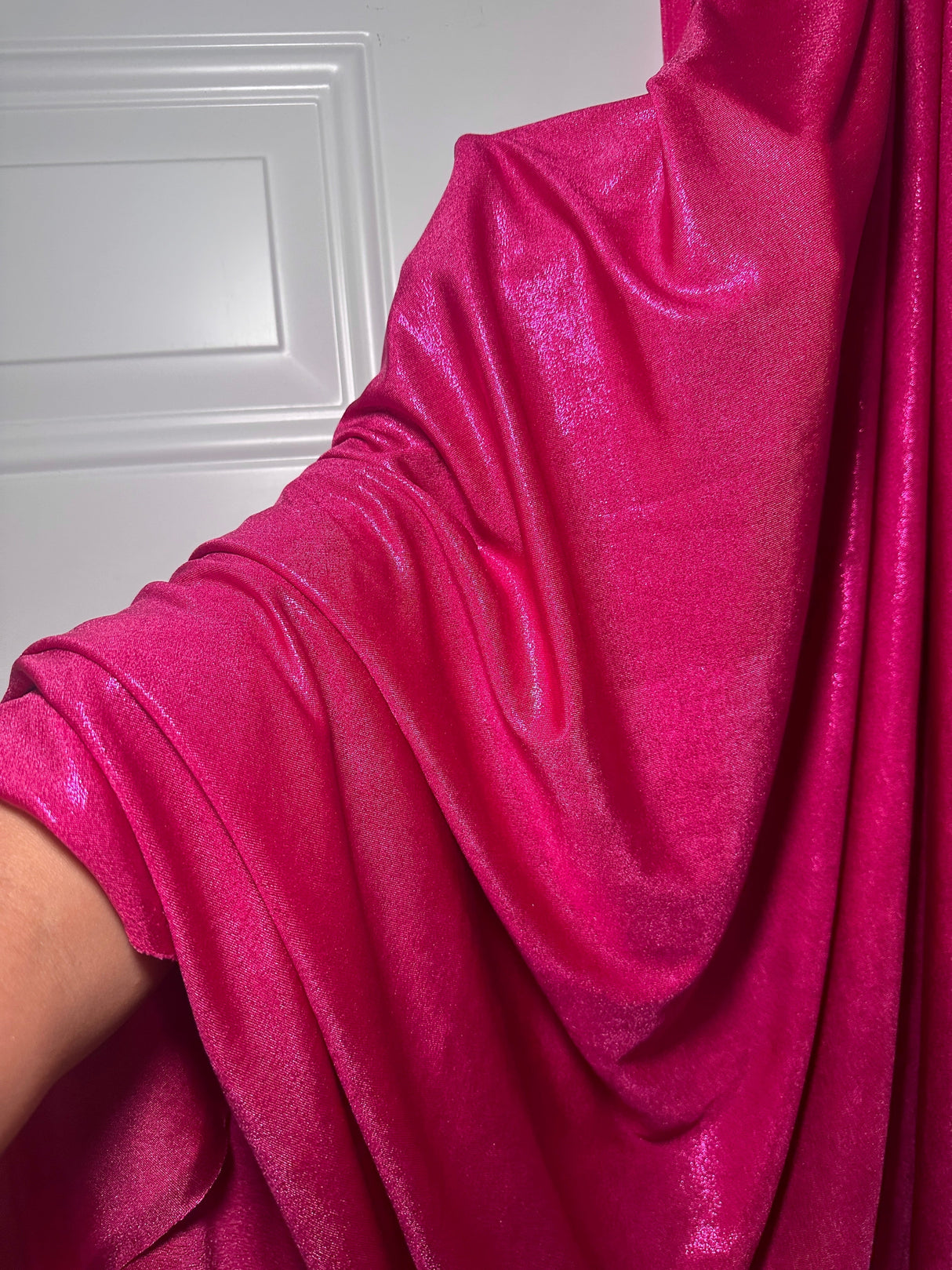 Shiny Foiled Jersey Knit Hot Pink