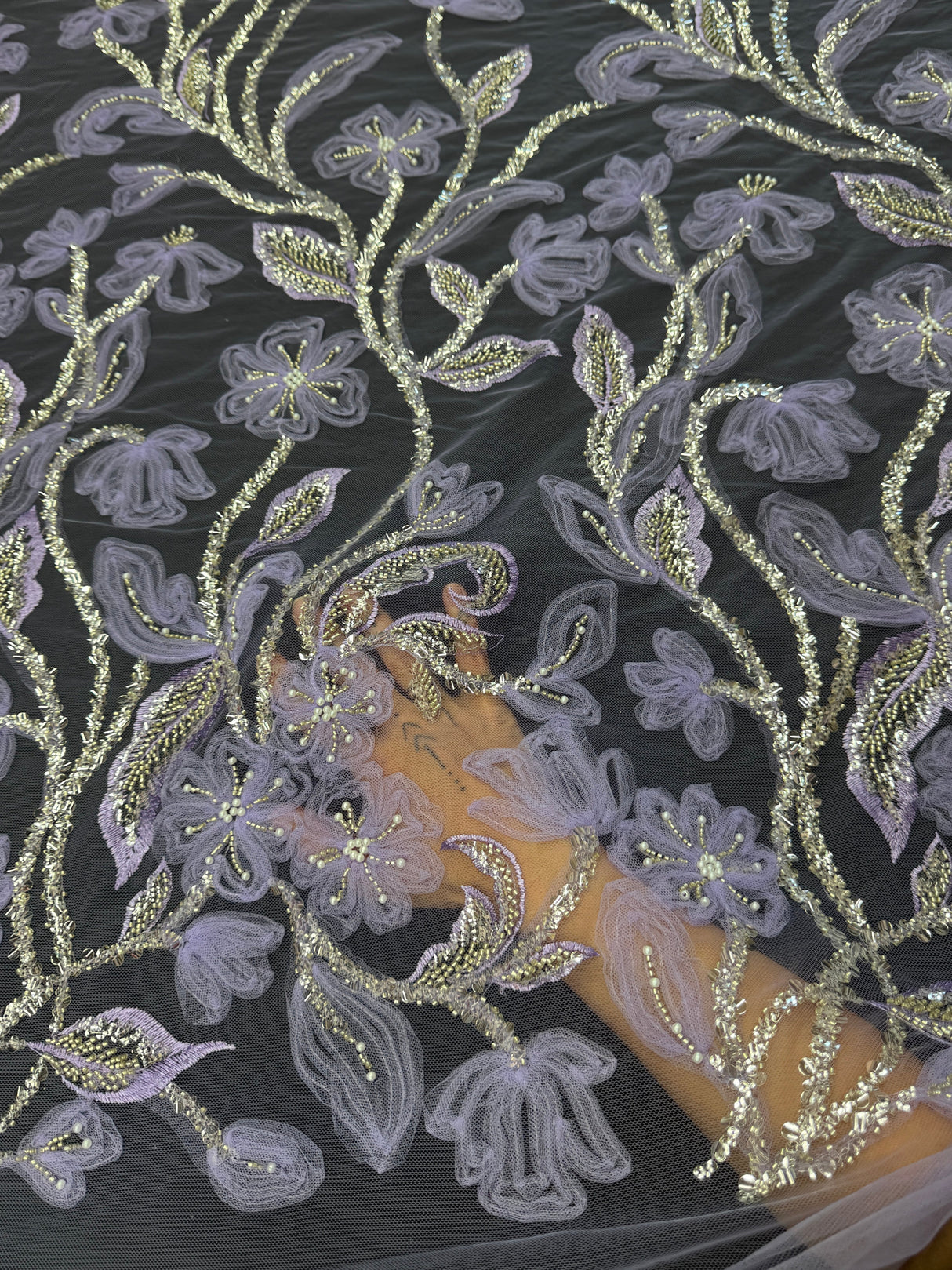 3D Floral Beaded Lace Mesh