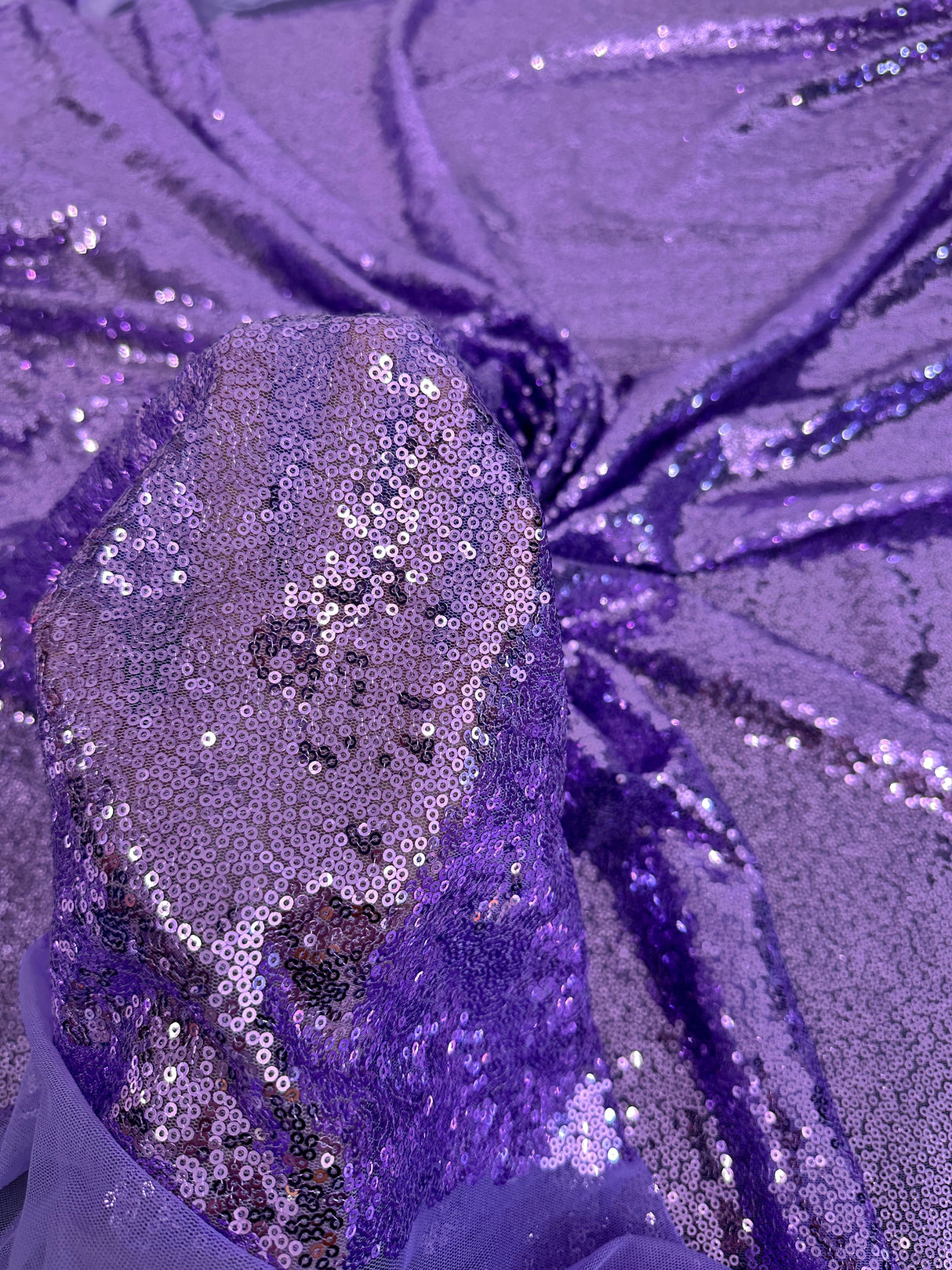 Stretch Sequin on Mesh Lavender