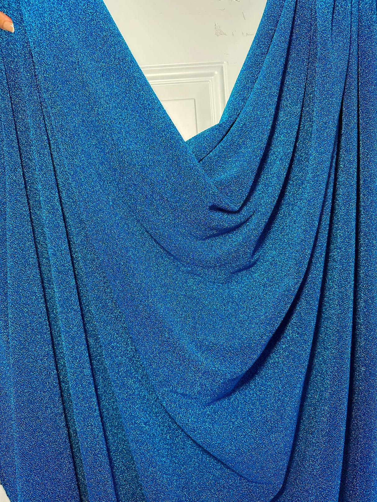 Turquoise Glitter Lurex Jersey