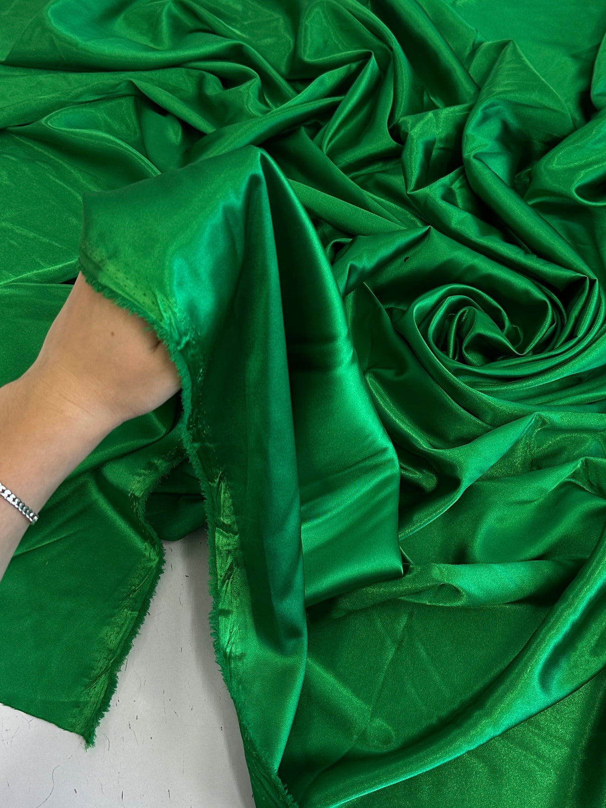 Luxury Silky Stretch Satin Kelly Green