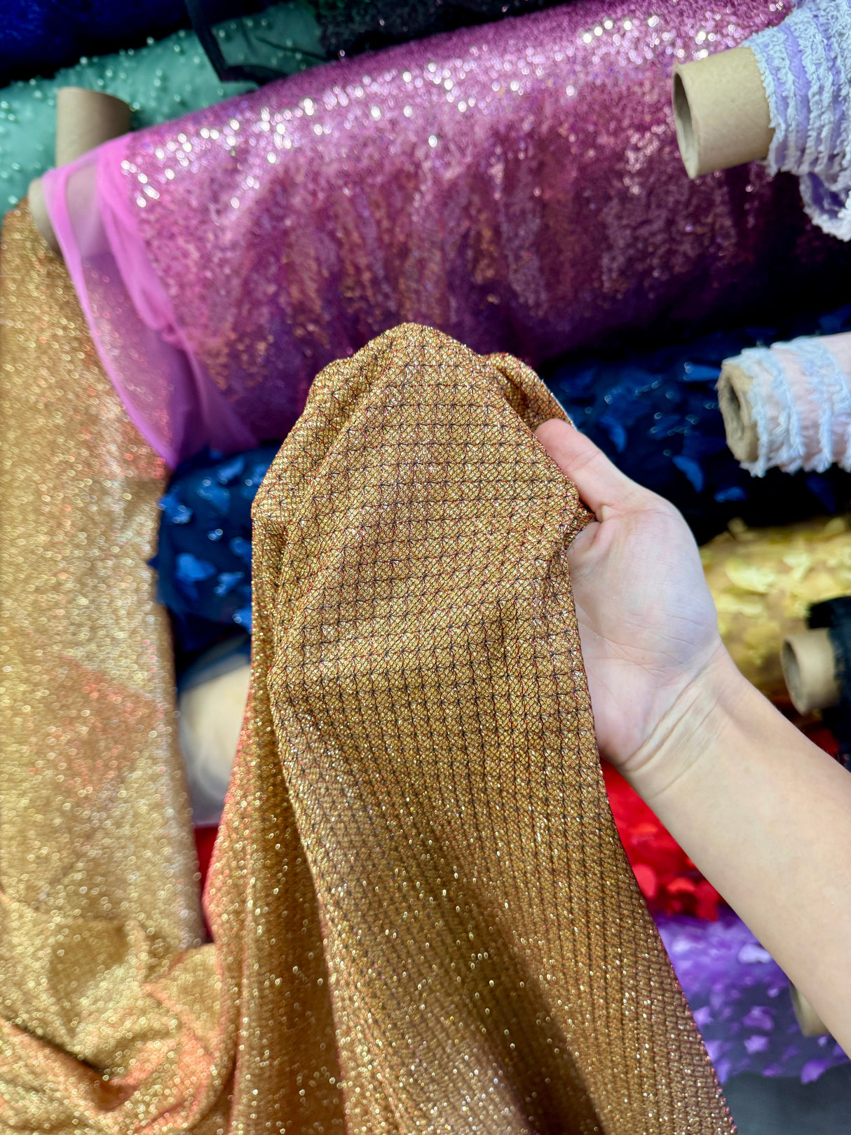 Shimmery Lurex Brocade Antique Gold