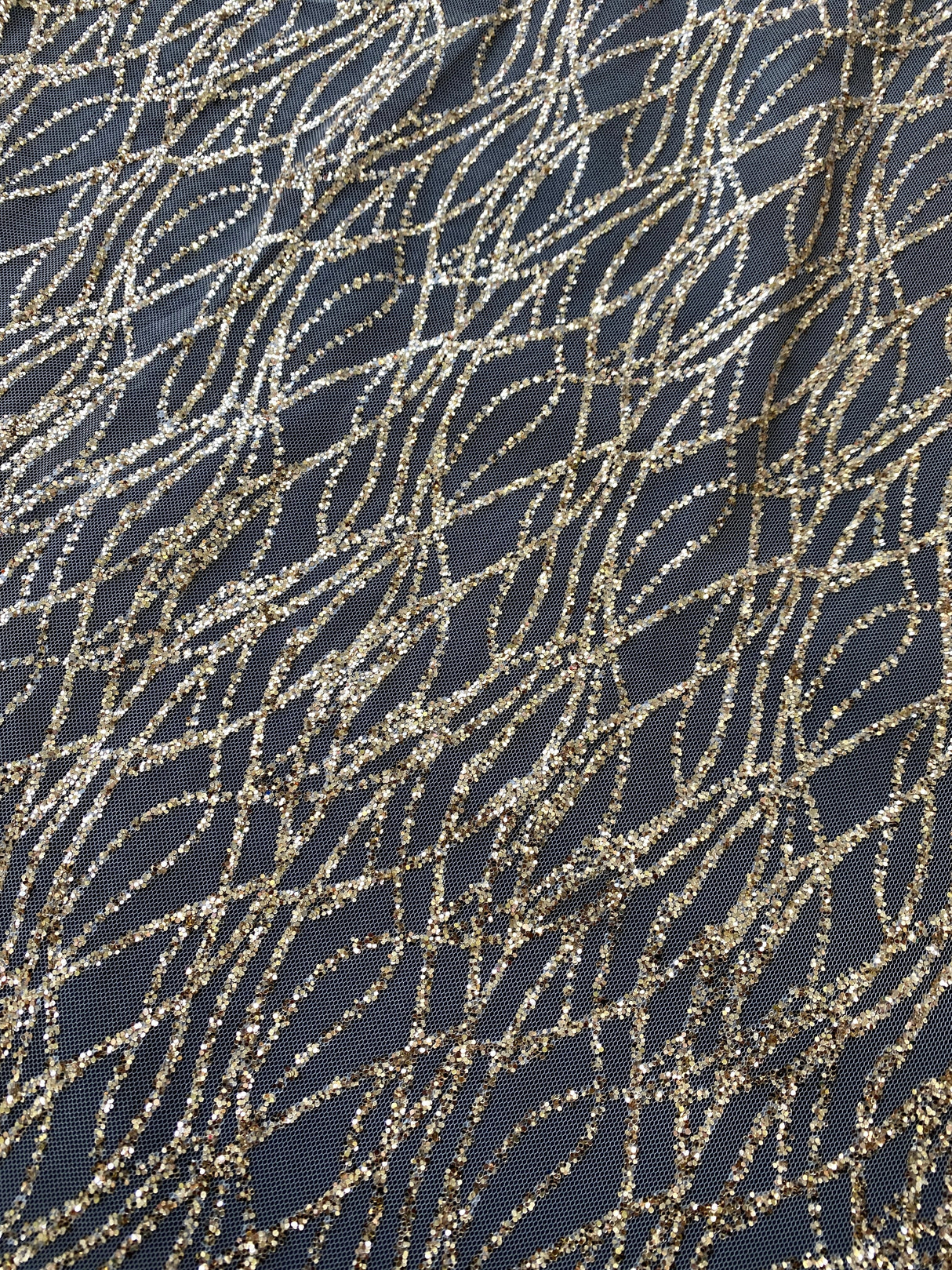 Gold Glitter Lace on Mesh