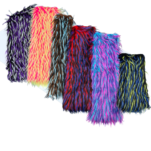 Three Spike Shaggy Faux Fur Fabric - 100 Percent Polyester Fabric, Multi Color Shaggy Texture, 60" Width, 1.5-2" Pile Length (1 Yard)