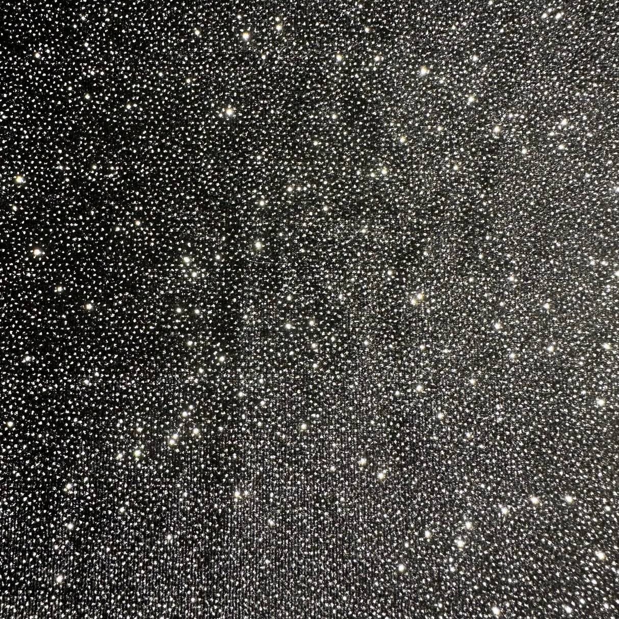Glitter Velvet Fabric Black Silver 60"
