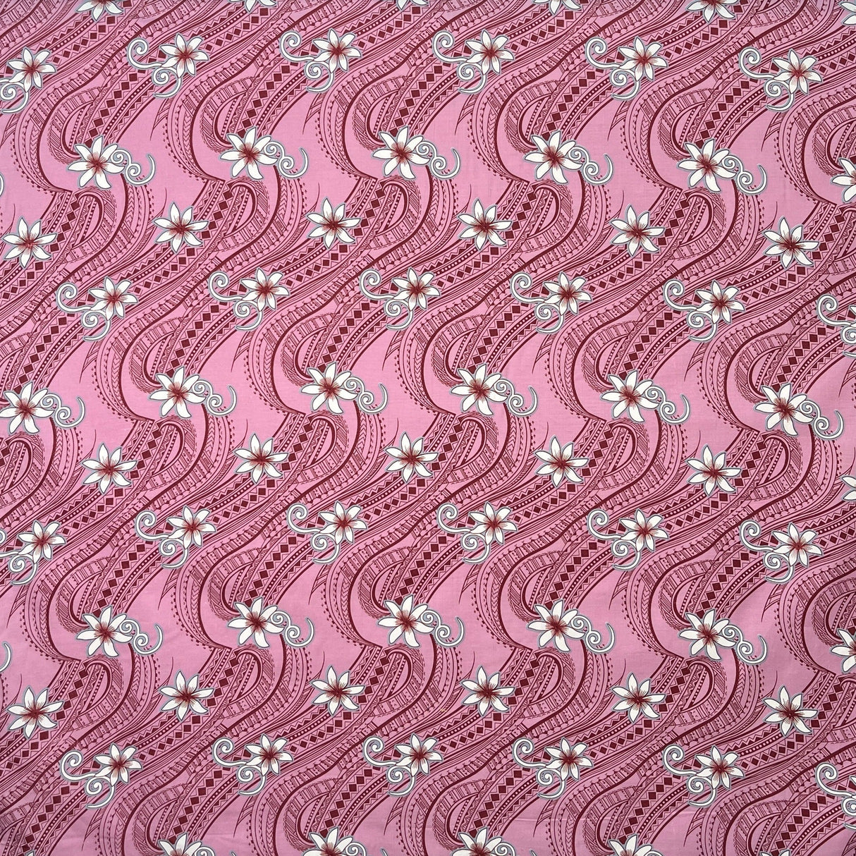 Tiare Waves Traditional Tattoo Polyester Fabric - Traditional Tattoo Waves Print, 60" Width (1 Yard)