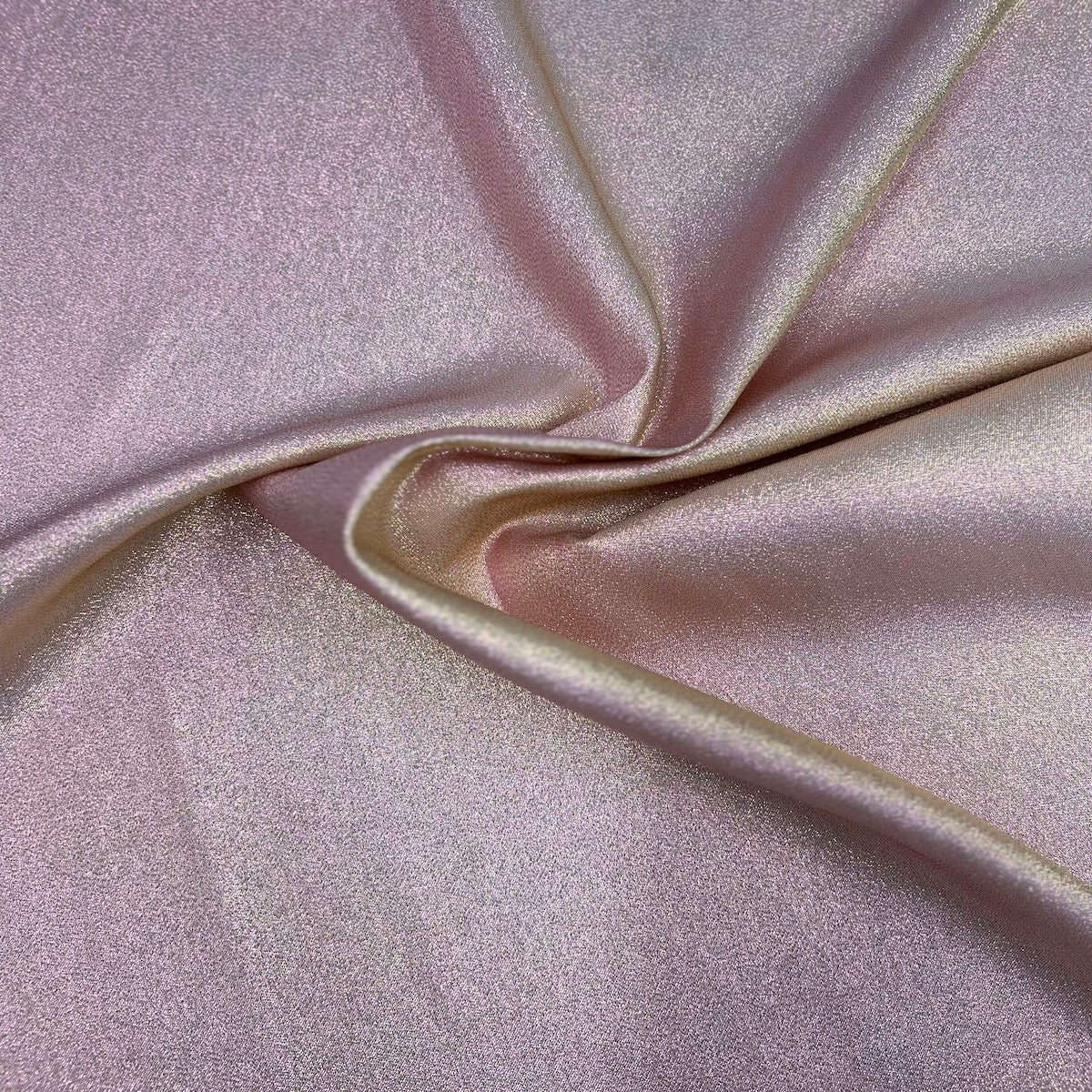 Iridescent Glitter Lurex Faux Satin Polyester Fabric - Lavender, Pink, Gold, Rose Gold, Silver Accent, 58" Width (1 Yard)