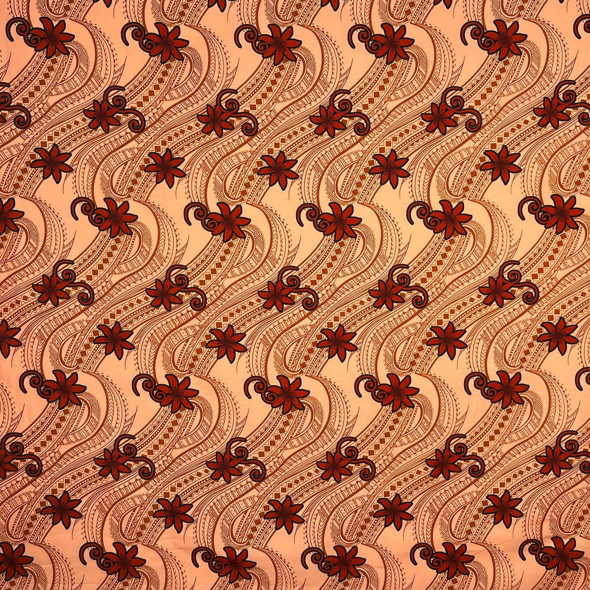 Tiare Waves Polyester Fabric - Traditional Tattoo Wave Print, 60" Width (1 Yard)