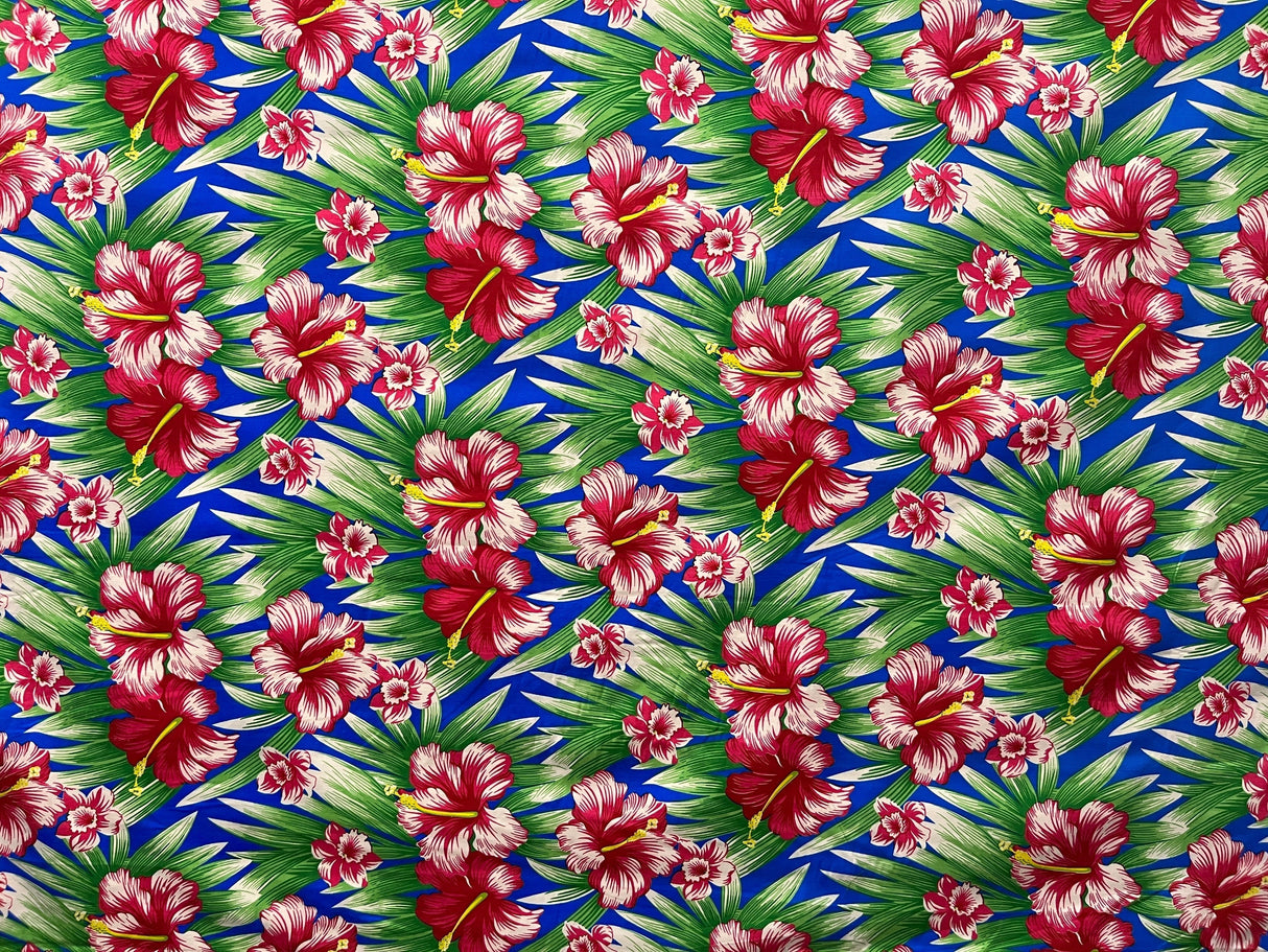 Polyester Fabric Multicolor Hibiscus Flowers