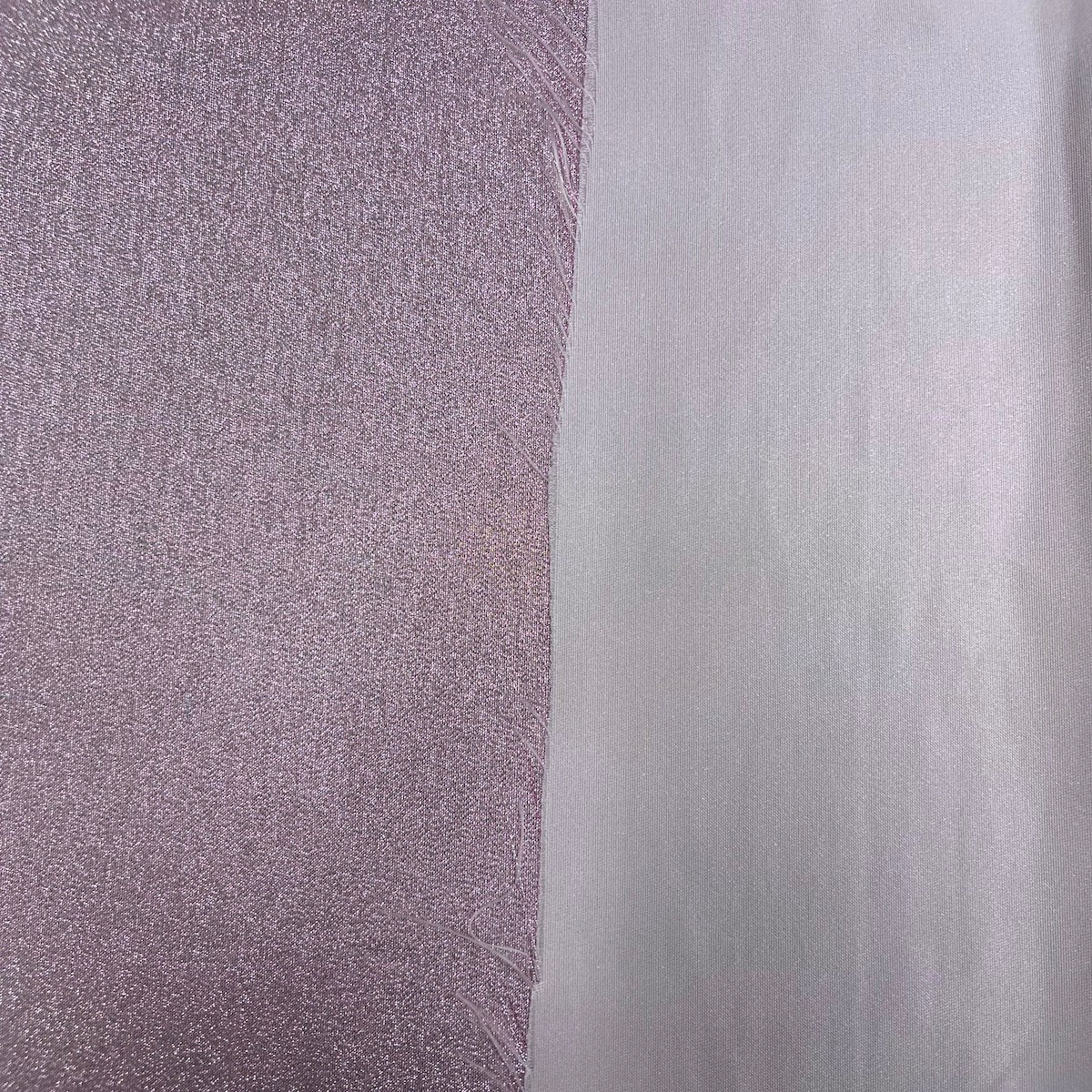 Iridescent Glitter Lurex Faux Satin Polyester Fabric - Lavender, Pink, Gold, Rose Gold, Silver Accent, 58" Width (1 Yard)