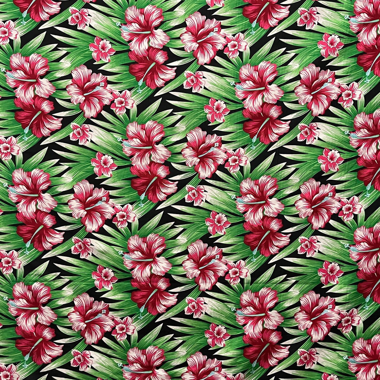 Polyester Fabric Multicolor Hibiscus Flowers