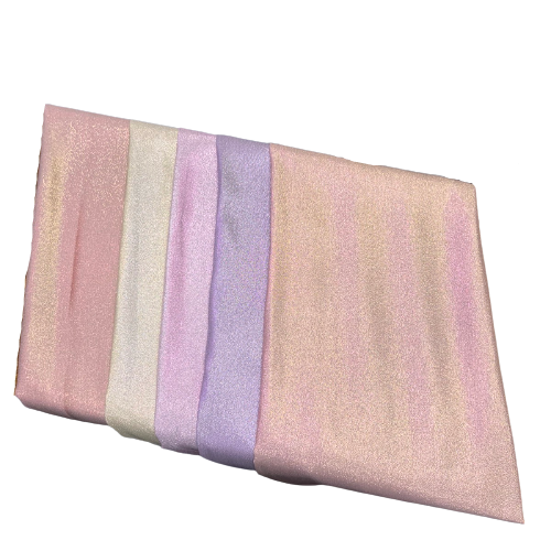 Iridescent Glitter Lurex Faux Satin Polyester Fabric - Lavender, Pink, Gold, Rose Gold, Silver Accent, 58" Width (1 Yard)