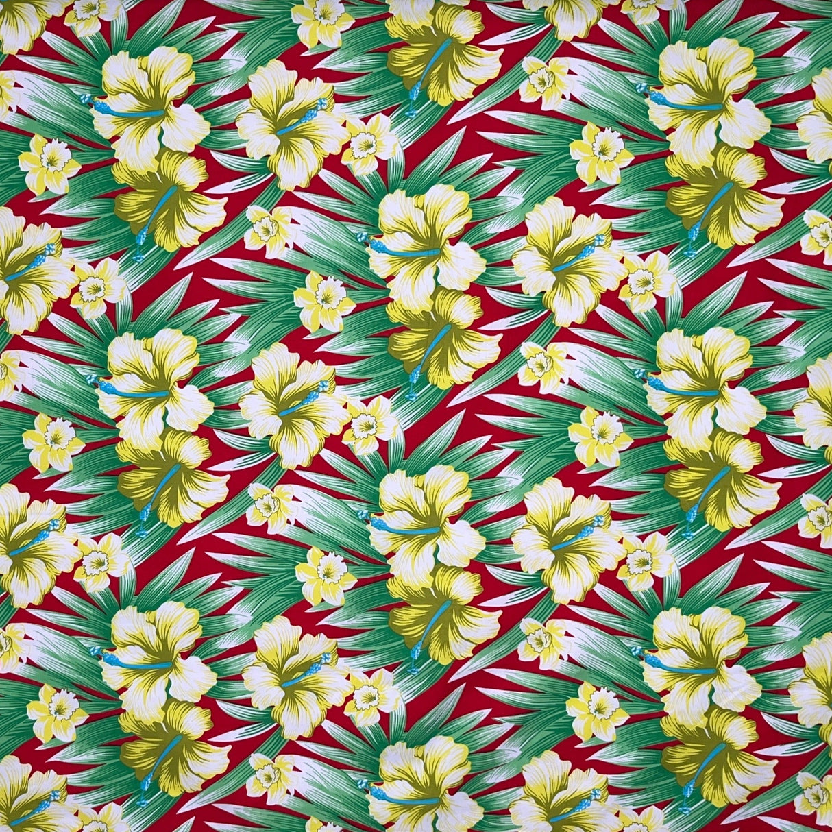 Polyester Fabric Multicolor Hibiscus Flowers