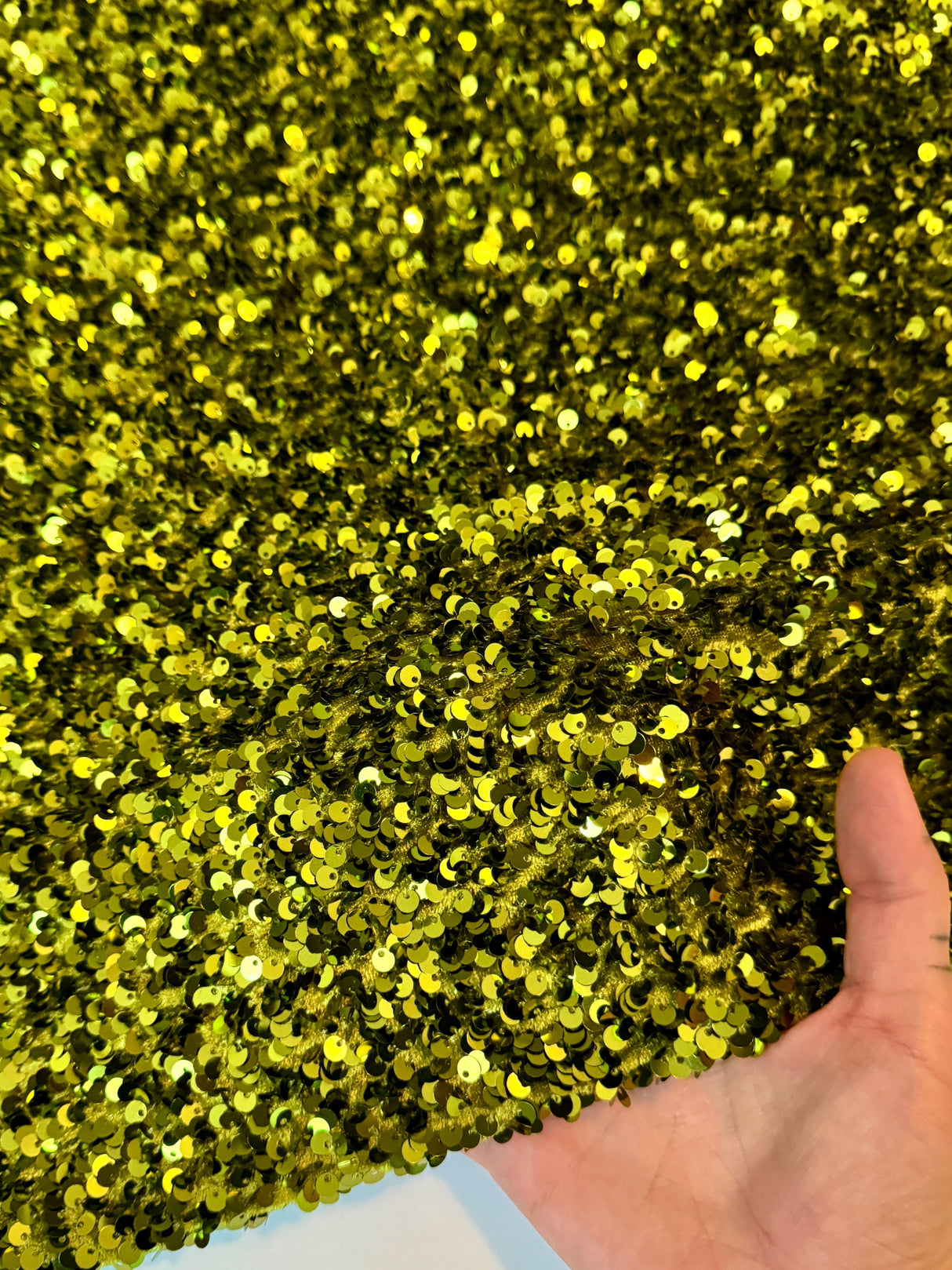 Stretch Sequin on Velvet Olive Green