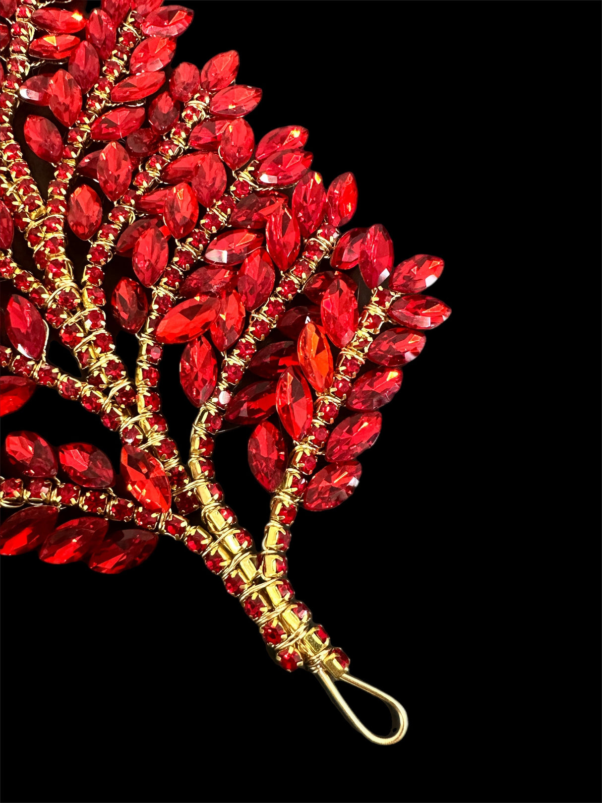 Red Bridal Leaves Rhinestone Applique