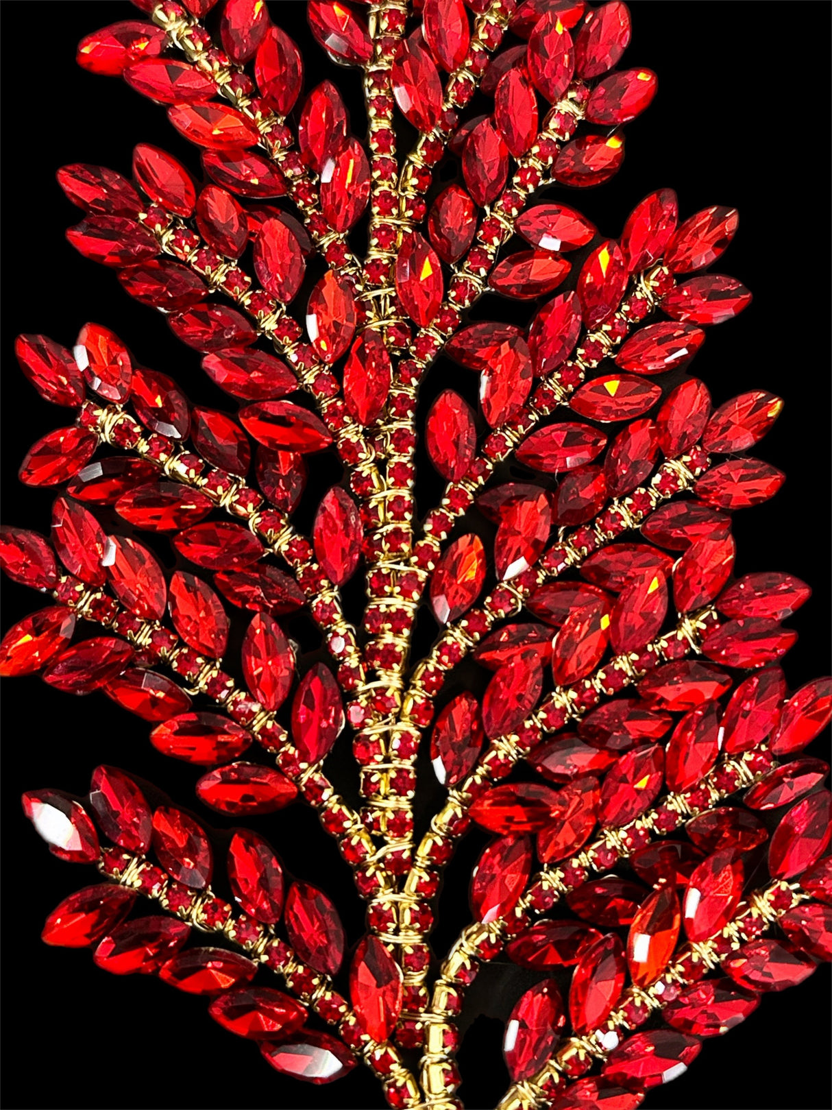 Red Bridal Leaves Rhinestone Applique