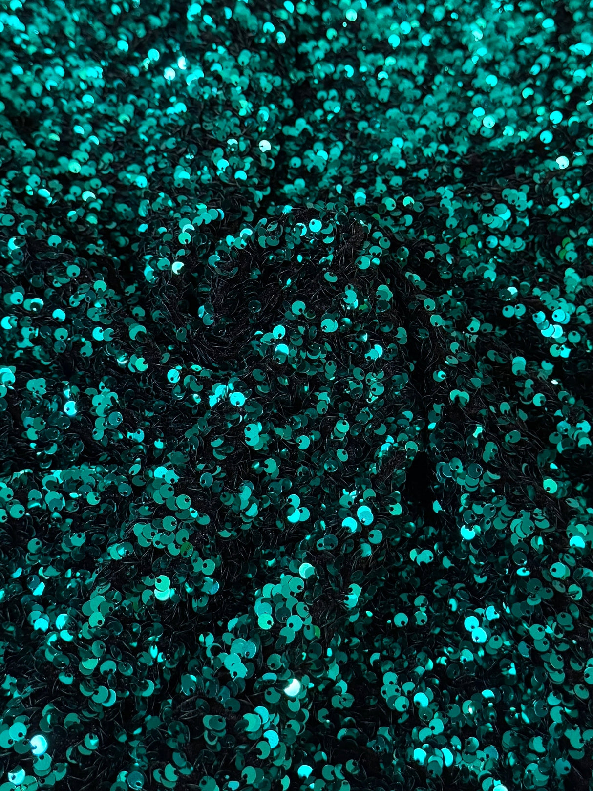 Teal Blue Sequin on Velvet