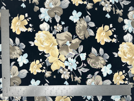 1 Yard ITY Knit Floral Print Fabric Soft Draping Stretch for Dresses Tops Skirts 58 Inches Width