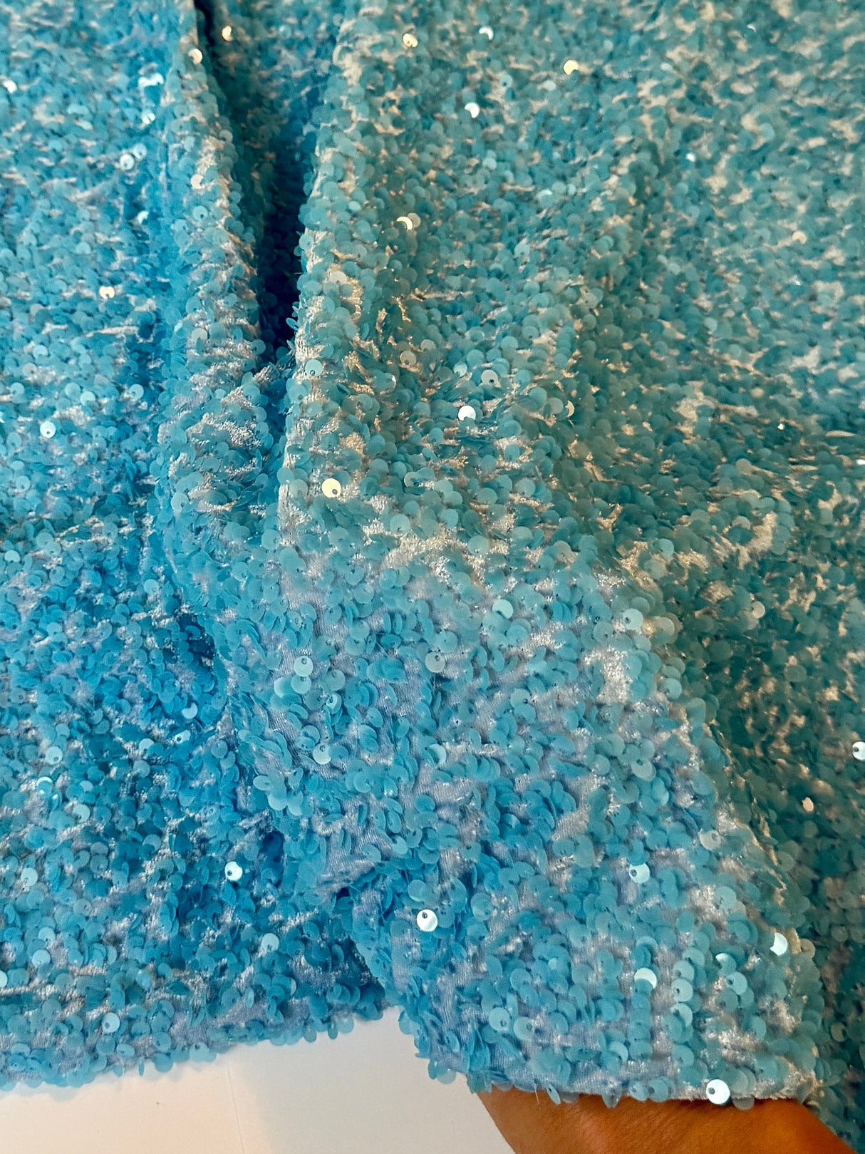 Aqua Blue Sequin on Velvet
