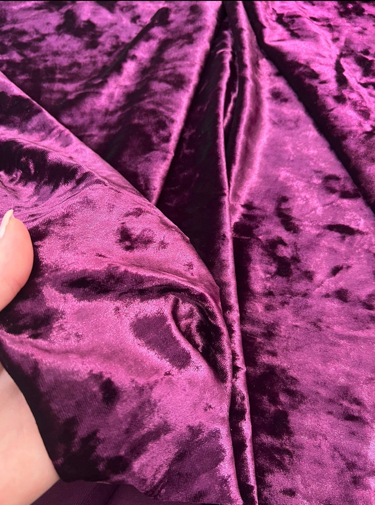 Stretch Crushed Velvet Eggplant Purple