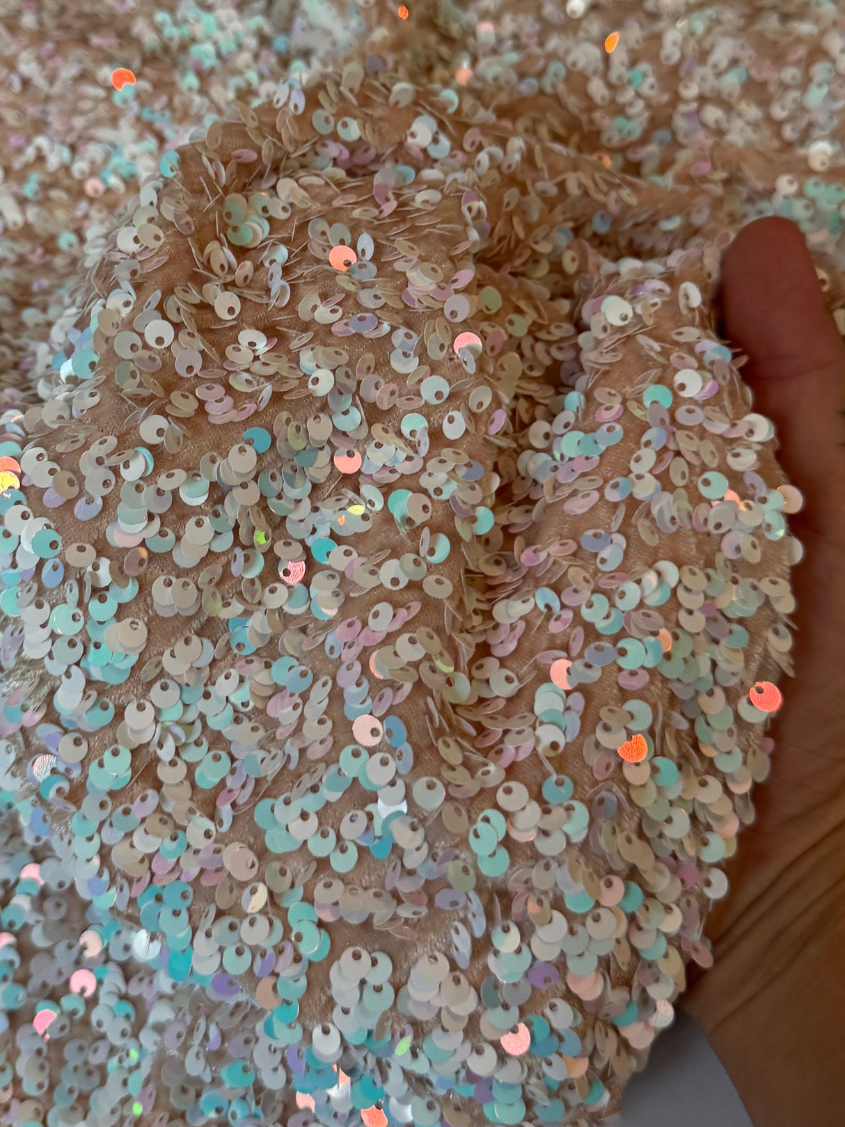 Champagne Iridescent Sequin on Velvet
