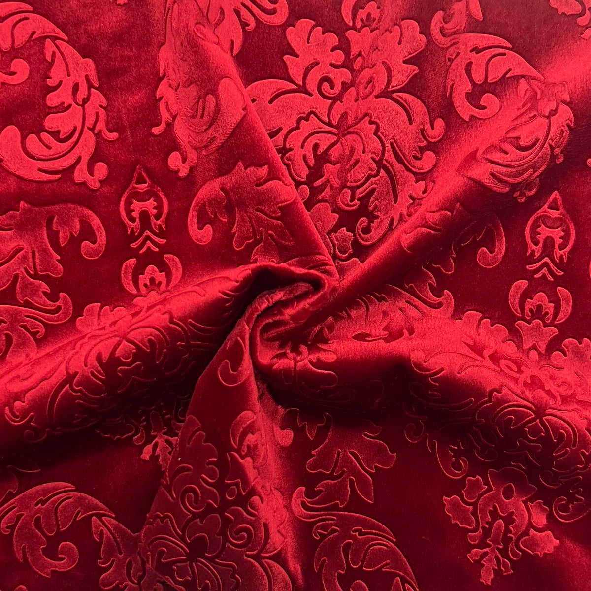 Damask Embossed Velvet Fabric - Damask Pattern, 55" Width, 100% Polyester (1 Yard)