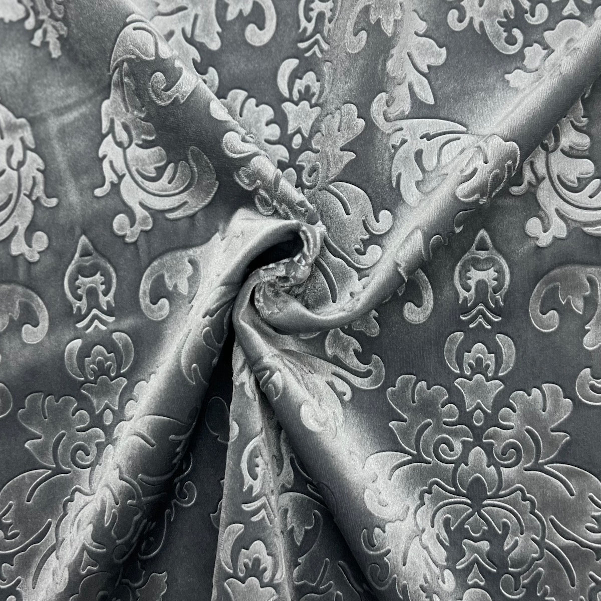 Damask Embossed Velvet Fabric - Damask Pattern, 55" Width, 100% Polyester (1 Yard)
