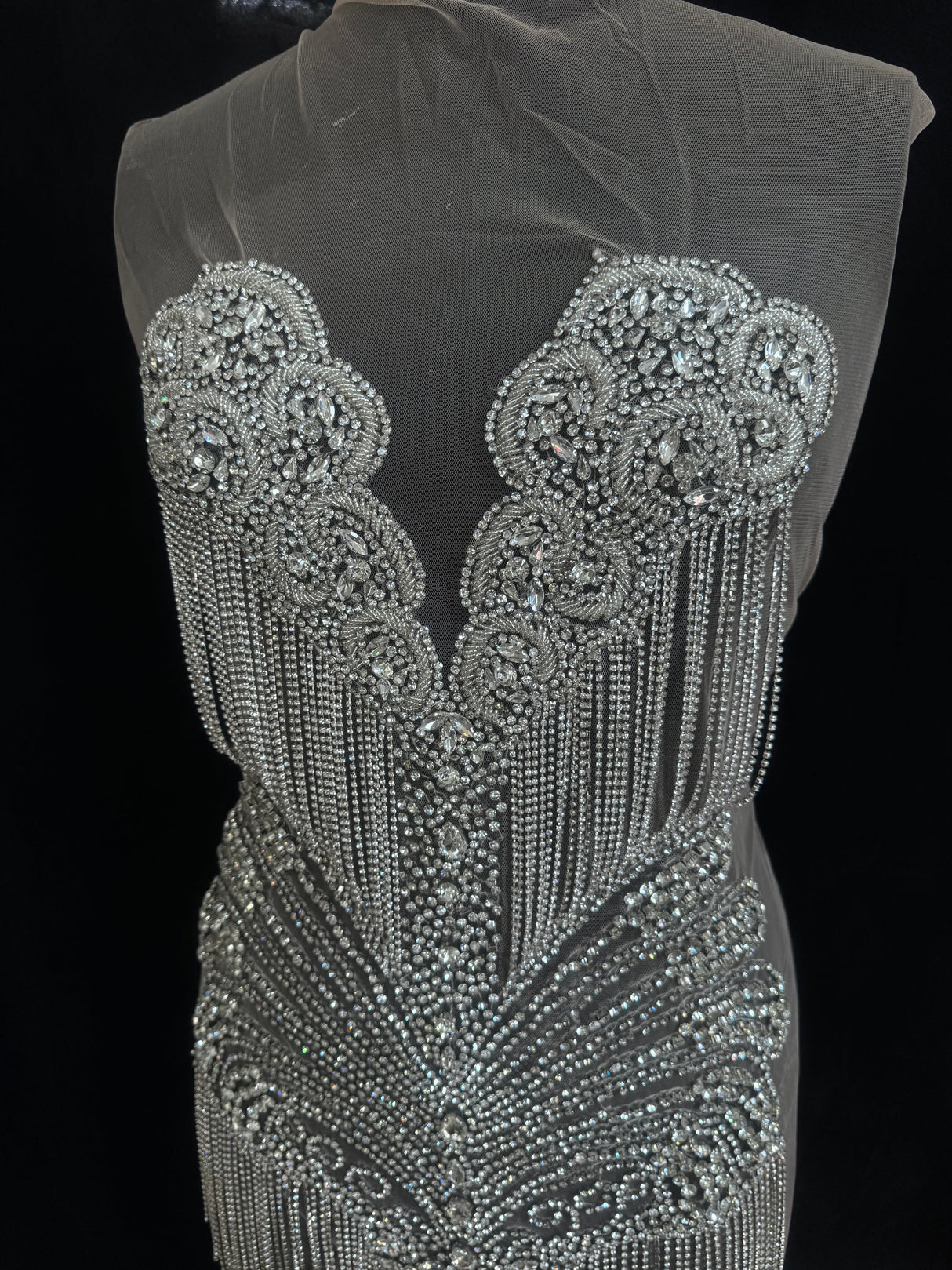 Silver Rhinestone Bodice Applique