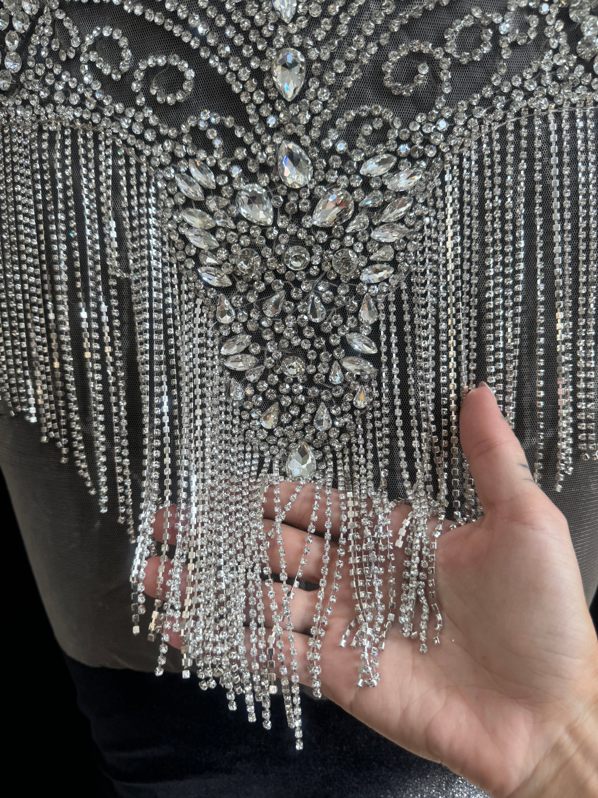 Silver Rhinestone Bodice Applique