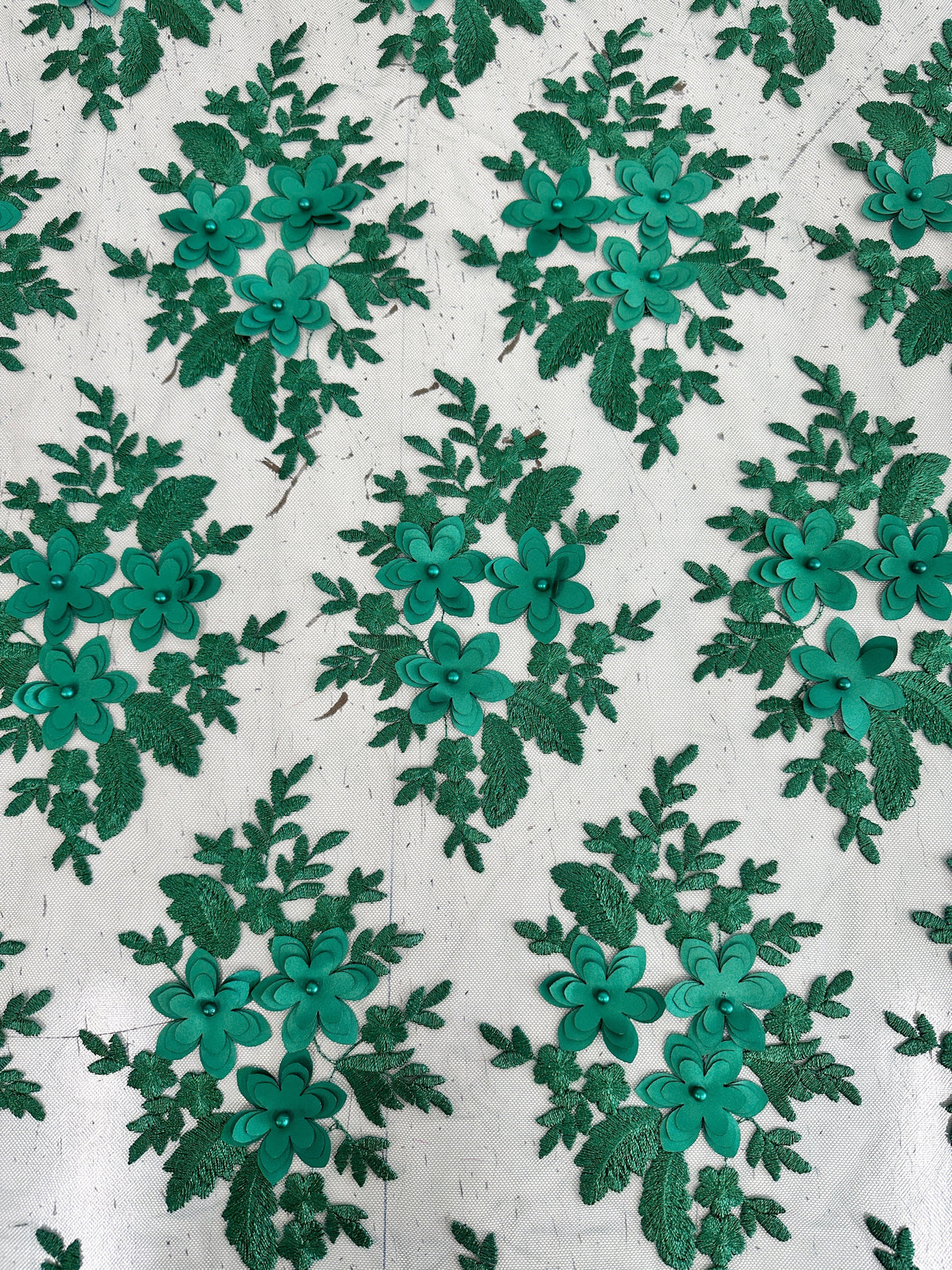 3D Flower Scalloped Mesh Lace