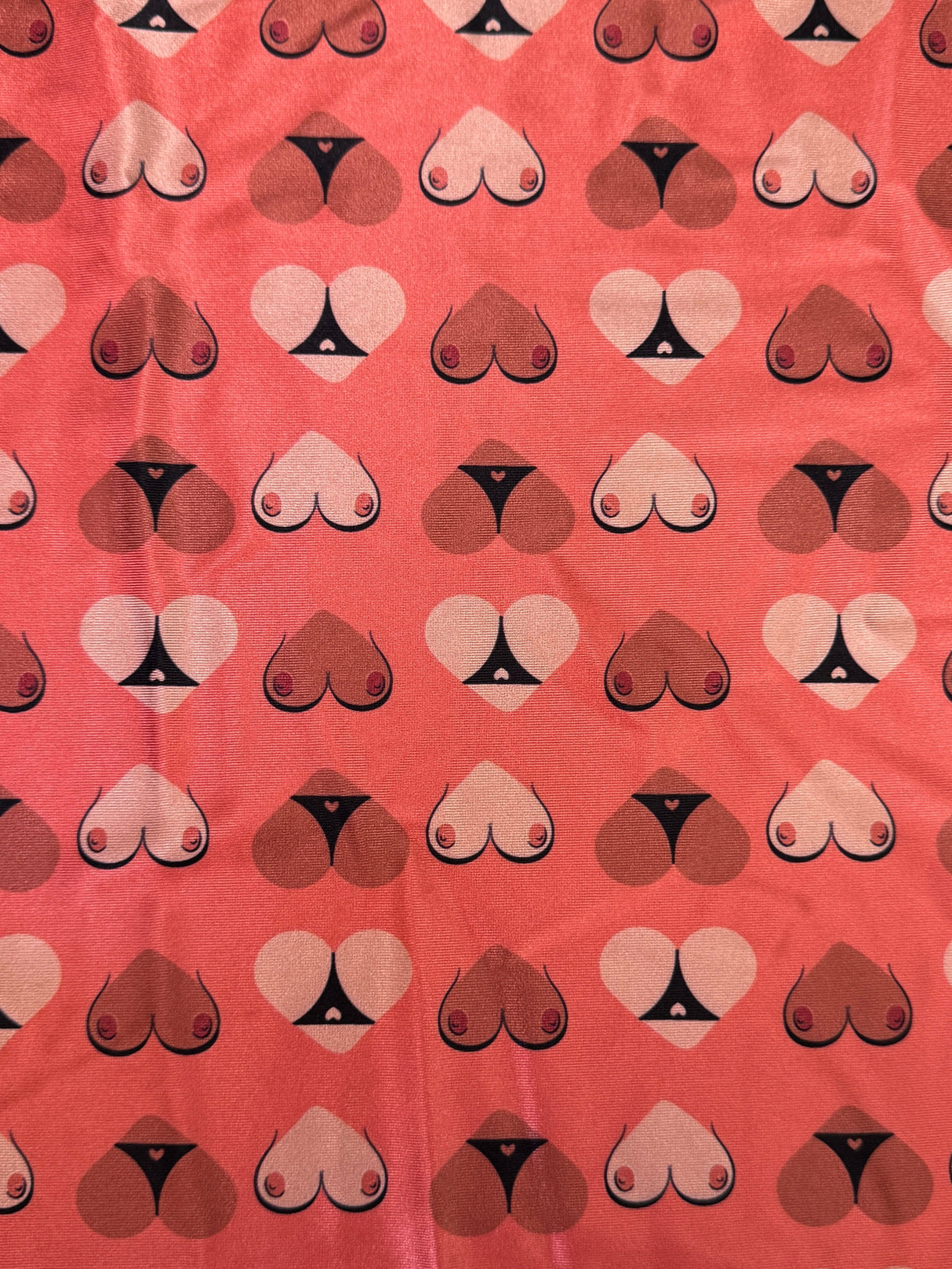 Printed Nylon Spandex Cheeky Hearts Orange