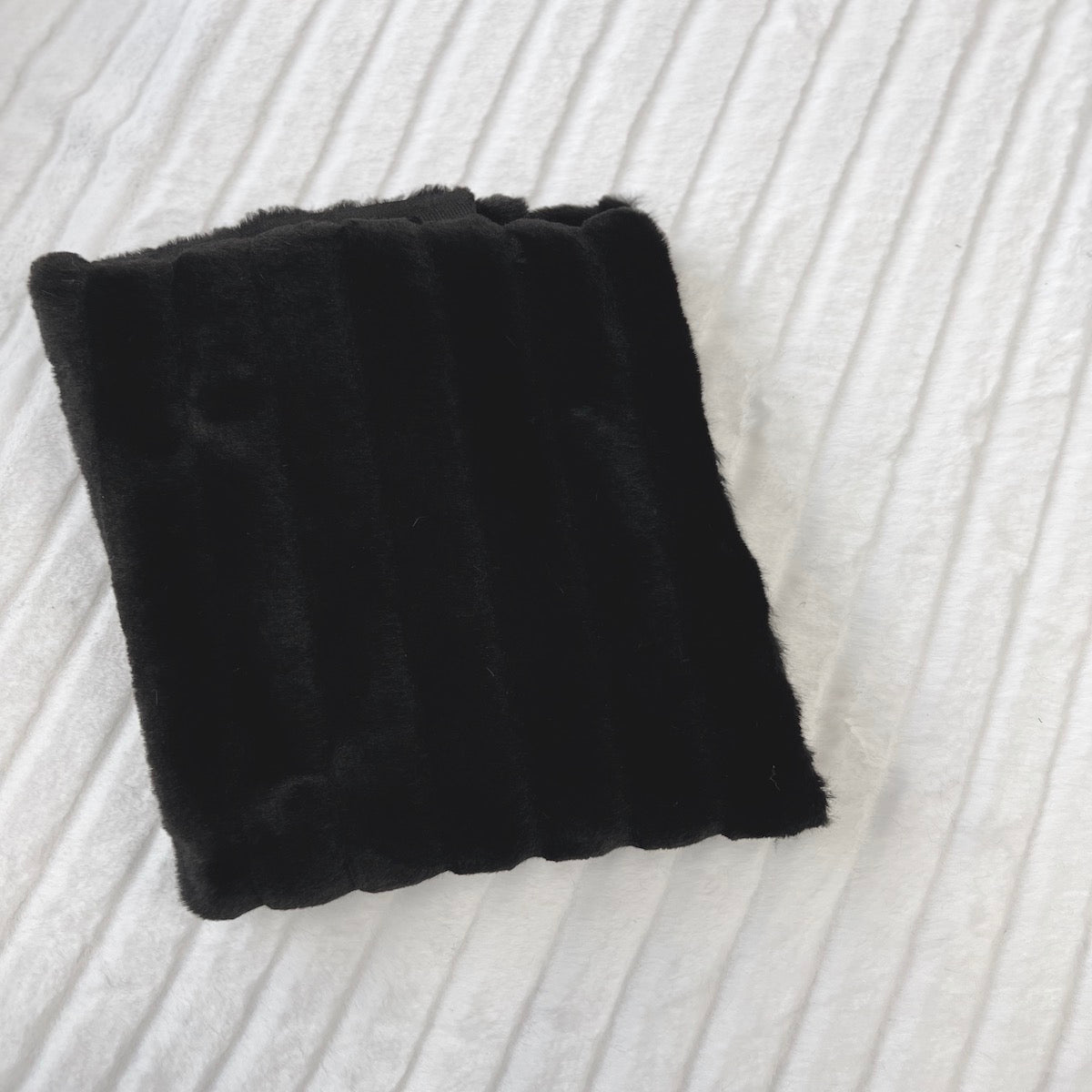 Striped Rabbit Soft Plush Short Pile Faux Fur Fabric - White Black Striped, 60" Width, 0.5" Pile, 1.5" Stripe, 450 GSM (1 Yard)