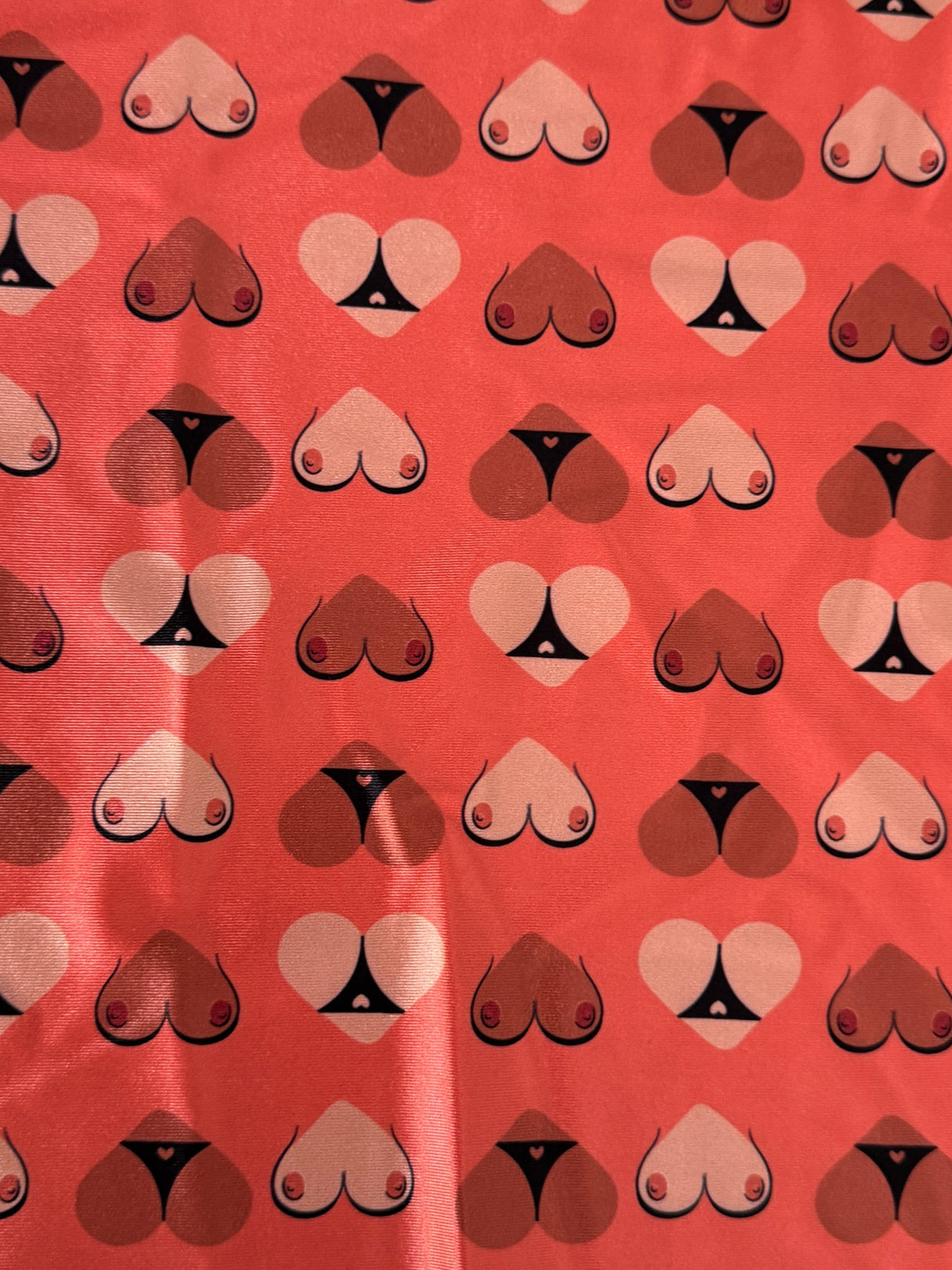 Printed Nylon Spandex Cheeky Hearts Orange