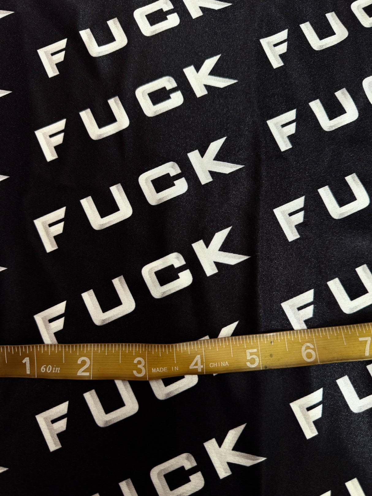 Printed Nylon Spandex Black & White Bold Text