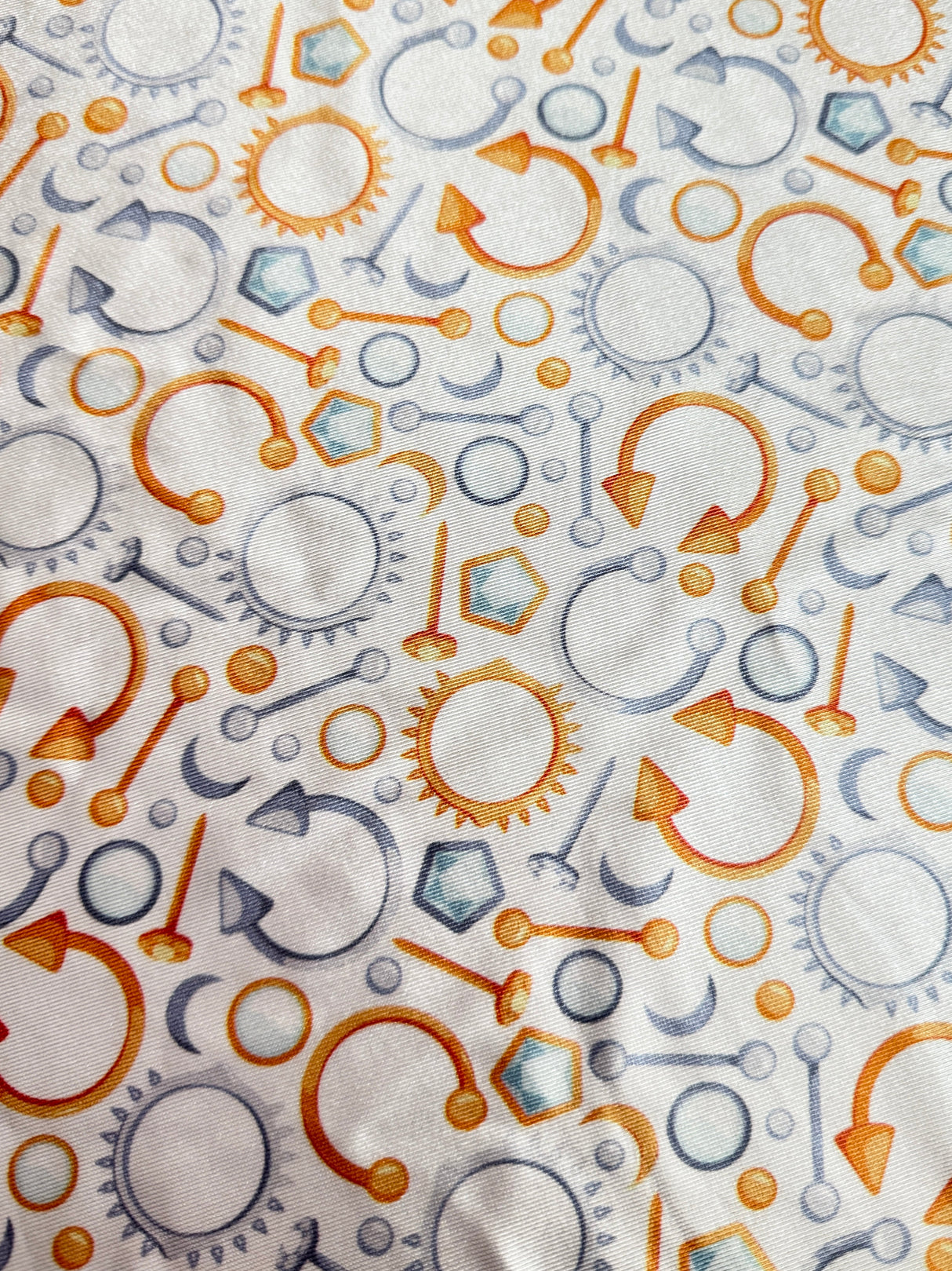Printed Nylon Spandex White Abstract Piercing