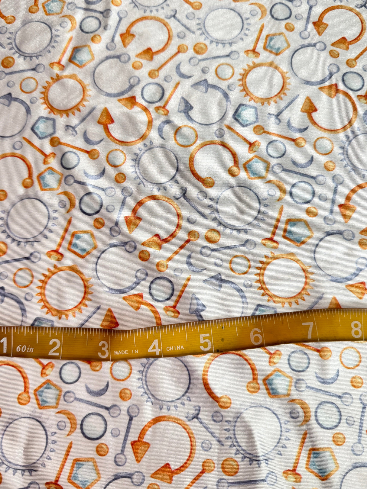 Printed Nylon Spandex White Abstract Piercing