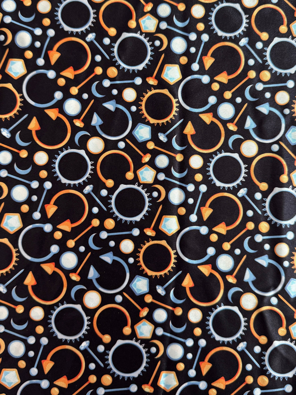 Printed Nylon Spandex Black Abstract Piercing Print