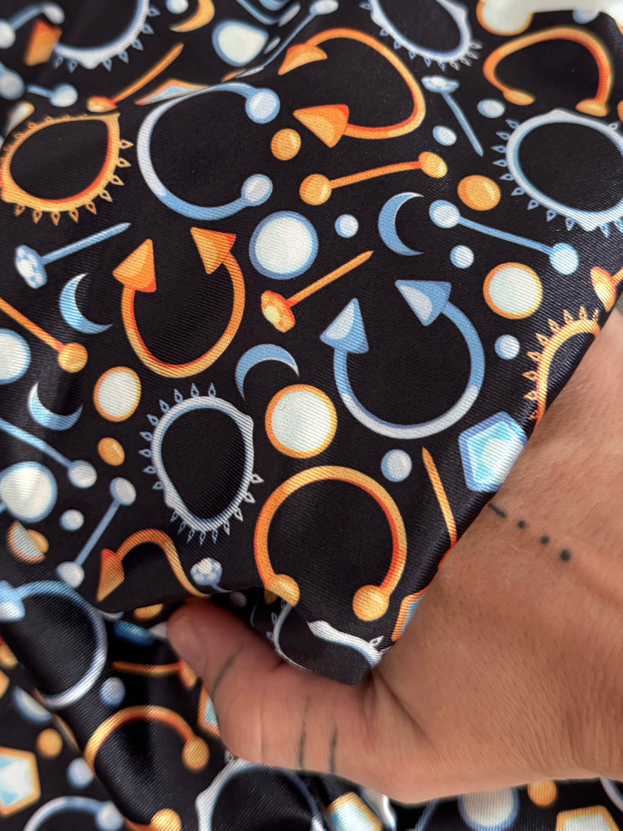 Printed Nylon Spandex Black Abstract Piercing Print