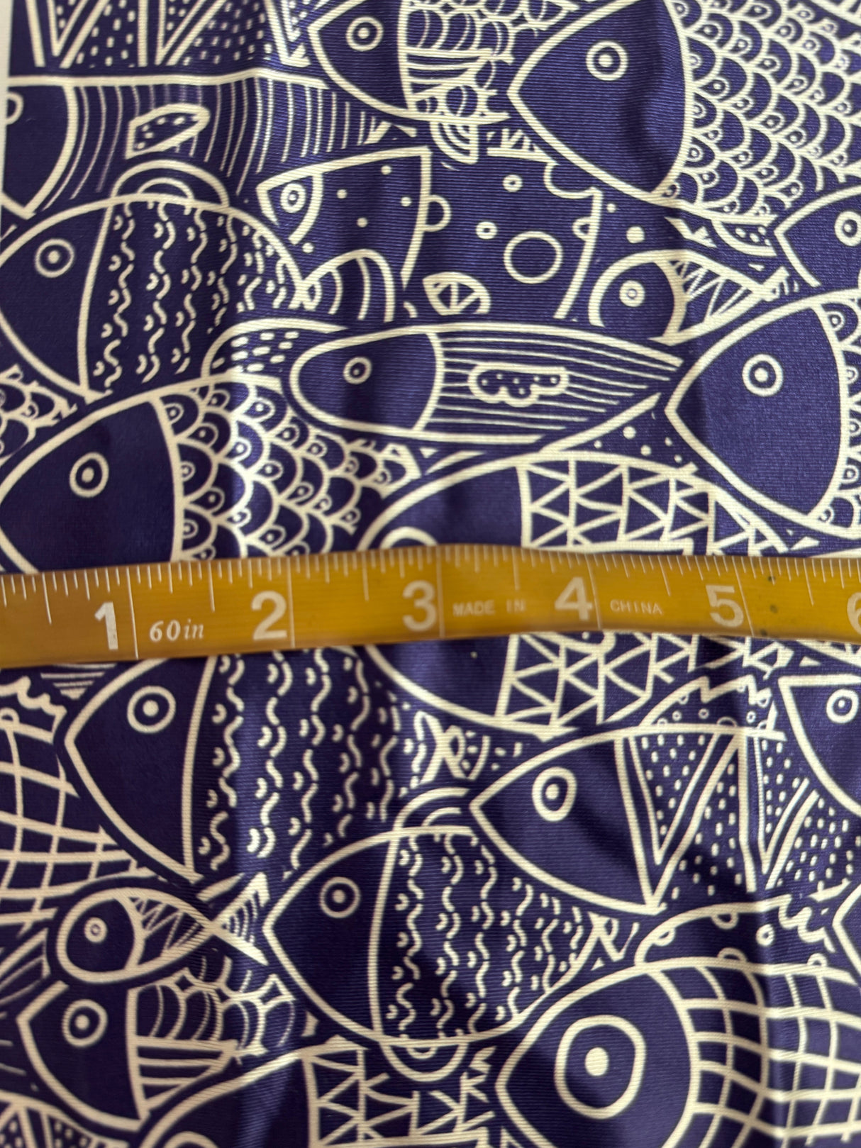 Printed Nylon Spandex Navy Abstract Fish
