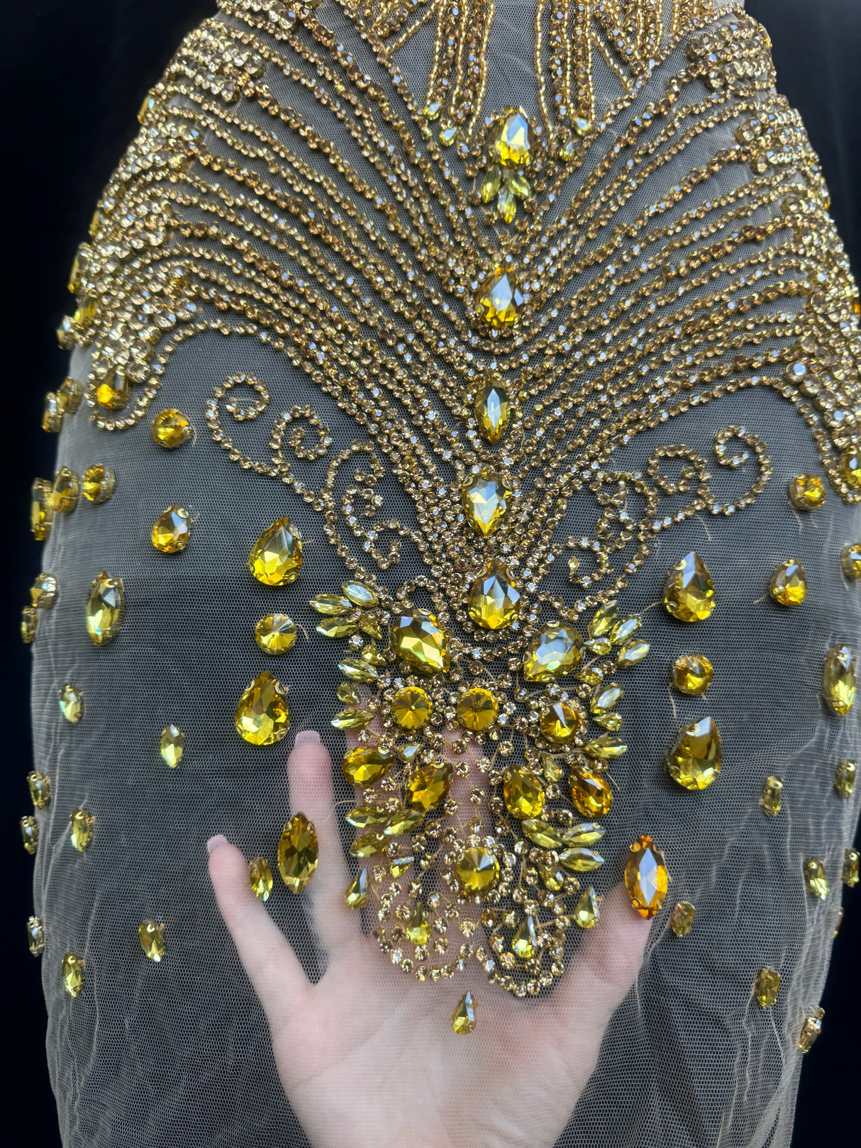 Gold Rhinestone Bodice Appliqué