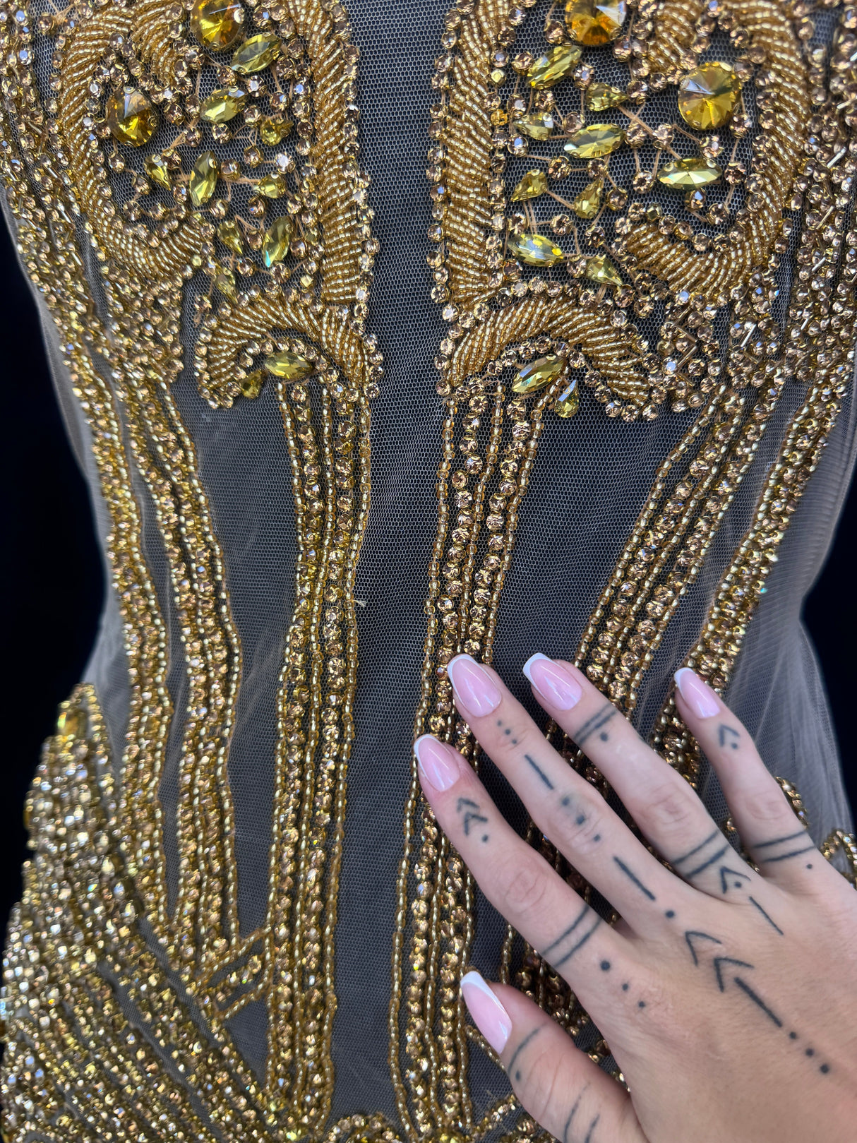 Gold Rhinestone Bodice Appliqué