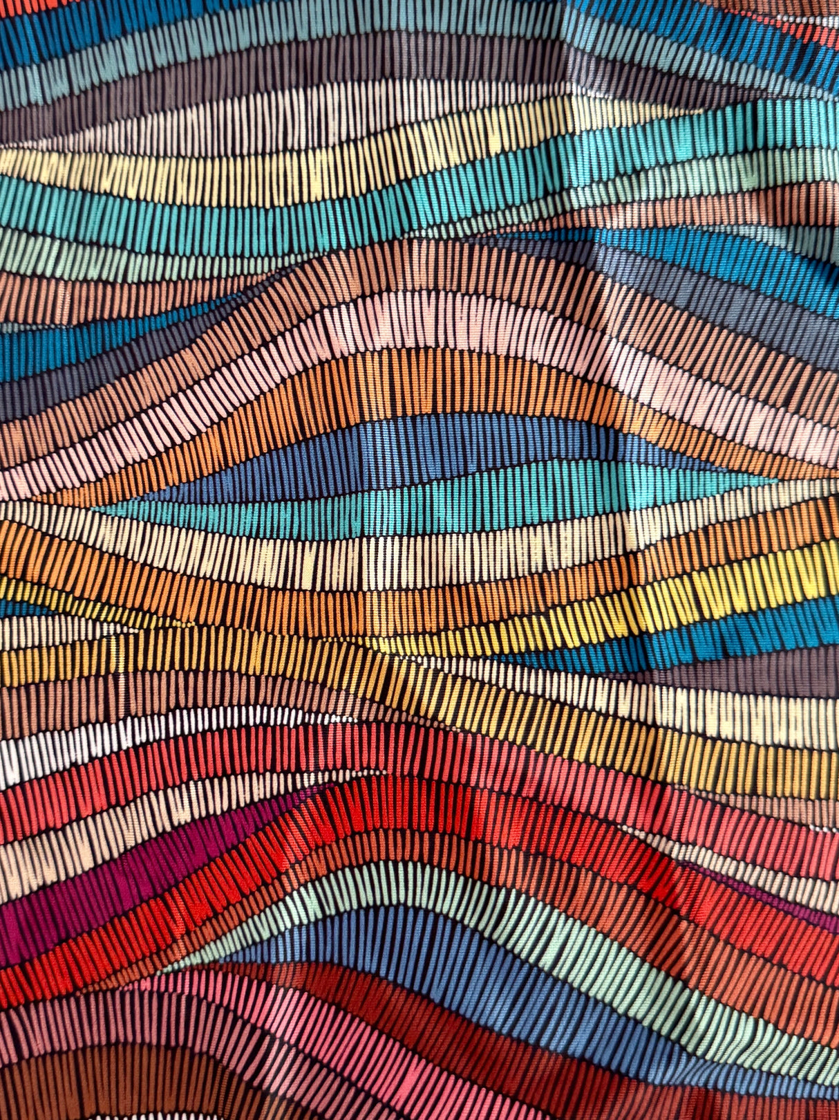 Printed Nylon Spandex Abstract Colorful Wave Lines