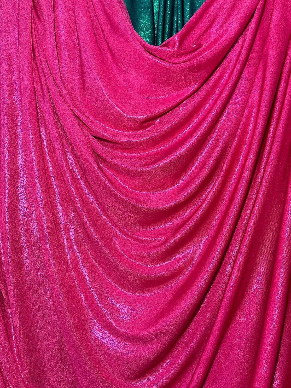 Shiny Foiled Jersey Knit Hot Pink
